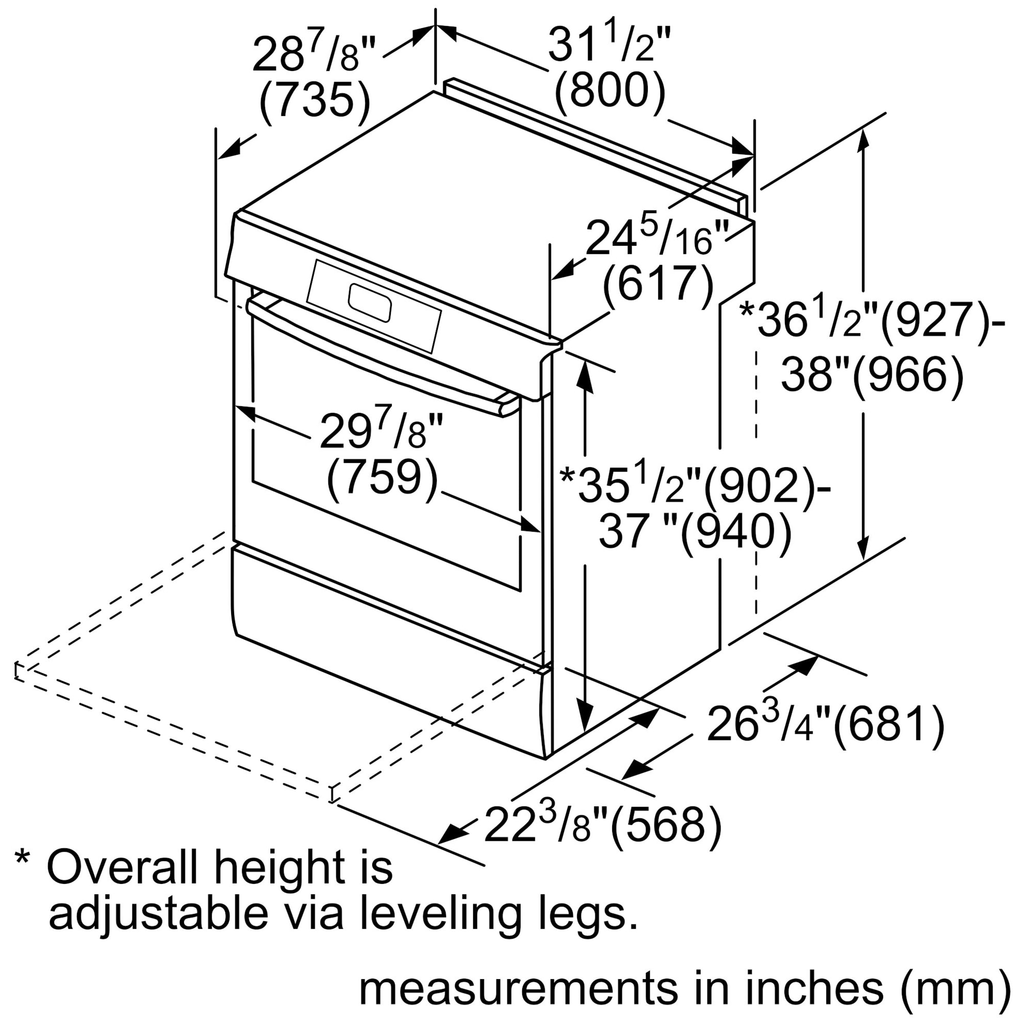 Bosch 800 Series 30 in. 4.6 cu. ft. Convection Oven SlideIn Electric