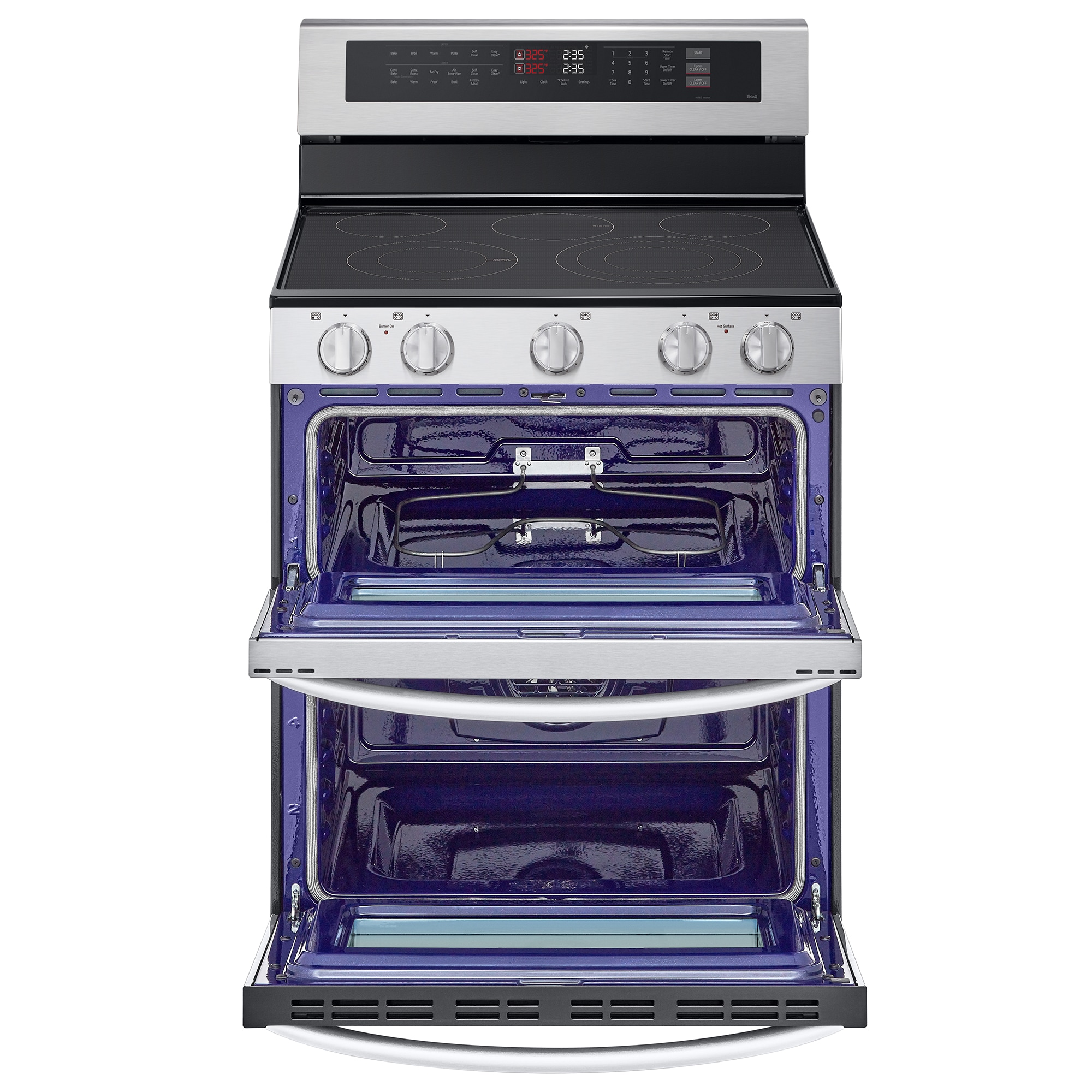 LG 30 in. 7.3 cu. ft. Smart Air Fry True European Convection Double Oven Electric Range with Radiant Burners - Stainless Steel, , hires