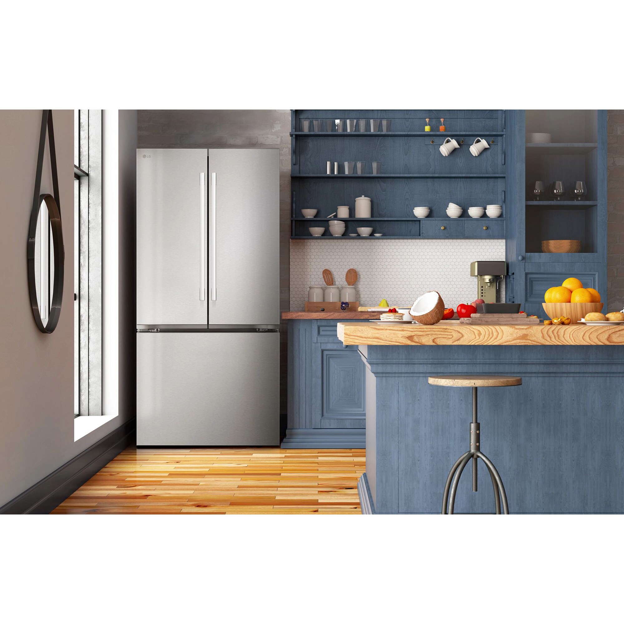 LG 33 in. 25.1 cu. ft. Smart French Door Refrigerator with Ice Maker - PrintProof Stainless Steel, , hires