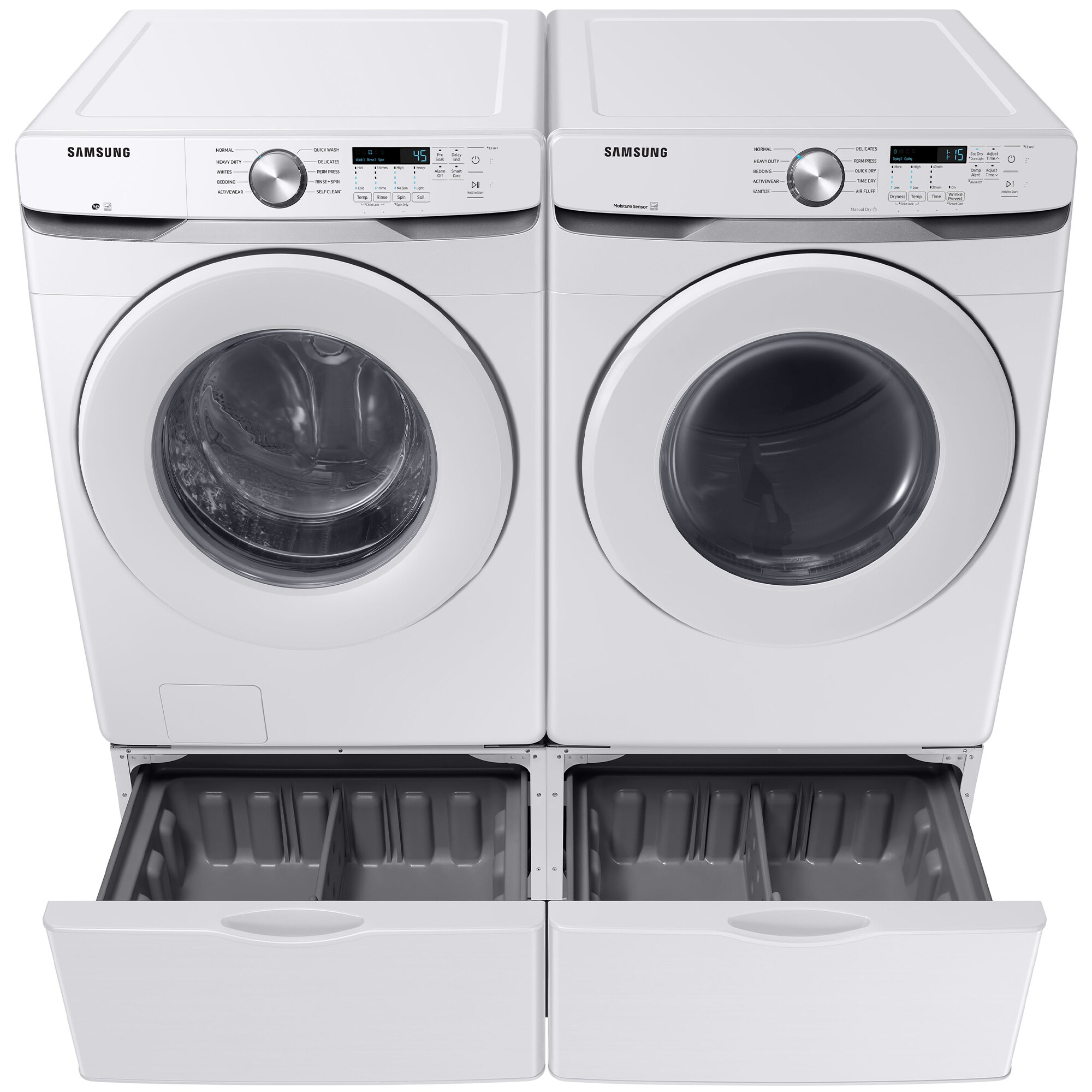 Samsung 27 in. 4.5 cu. ft. Smart Stackable Front Load Washer with 10 Wash Programs, 6 Wash Options & Self Clean - White, White, hires