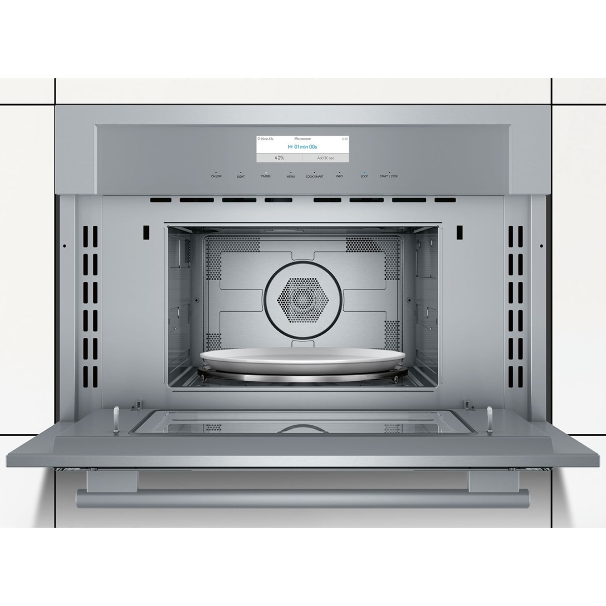 Thermador Masterpiece Series 30 in. 1.6 cu. ft. 1000W Built-In Microwave with Convection & Sensor Cooking - Stainless Steel, , hires