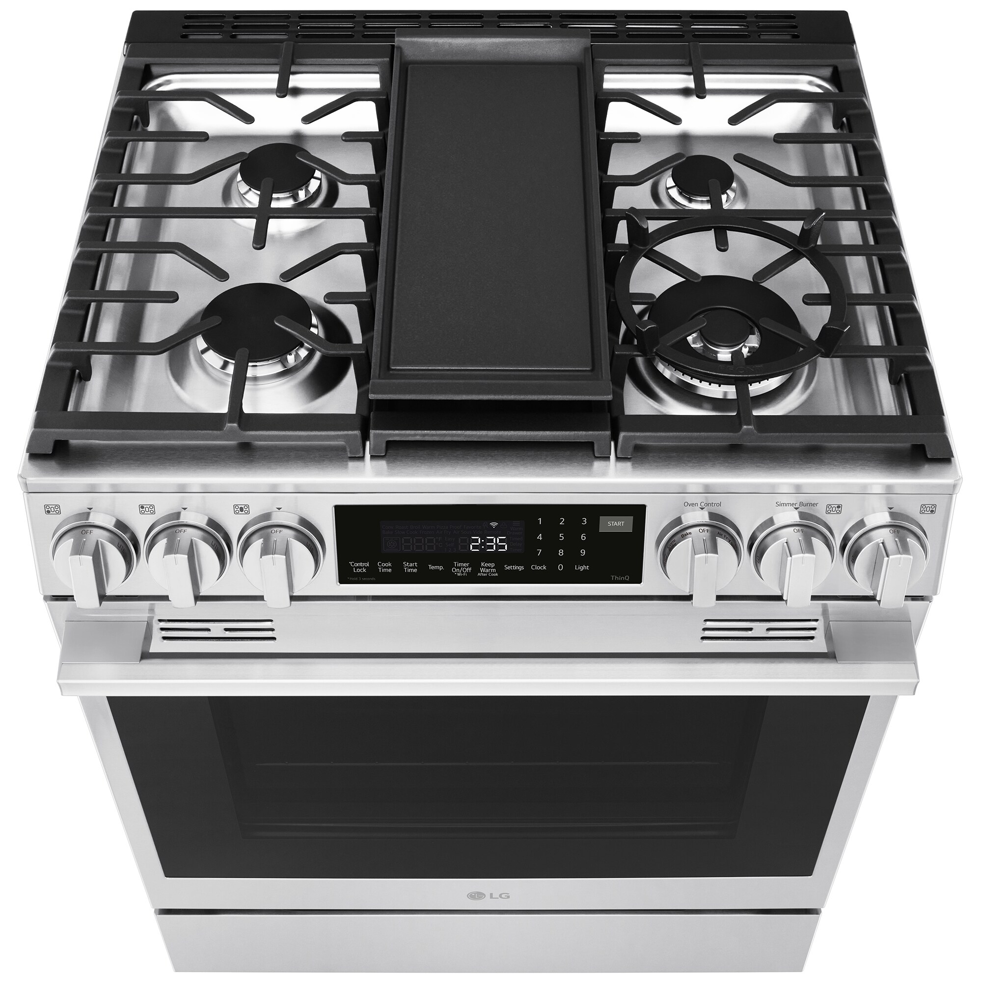 LG 30 in. 6.3 cu. ft. Smart Air-Fry True European Convection Slide-In Gas Range with 5 Sealed Burners & Griddle - PrintProof Stainless Steel, , hires