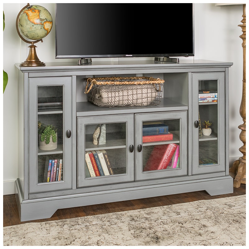 Walker Edison 52" Wood TV Media Stand Storage Console - Antique Grey (RL52C32AGY)