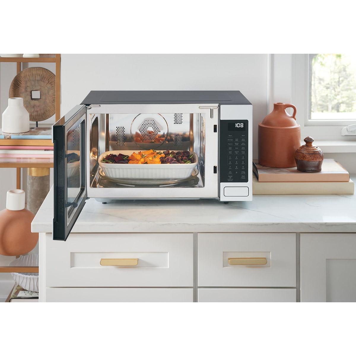 Cafe 22 in. 1.5 cu. ft. 1000W Smart Countertop Microwave with Convection & Sensor Cooking - Stainless Steel, , hires