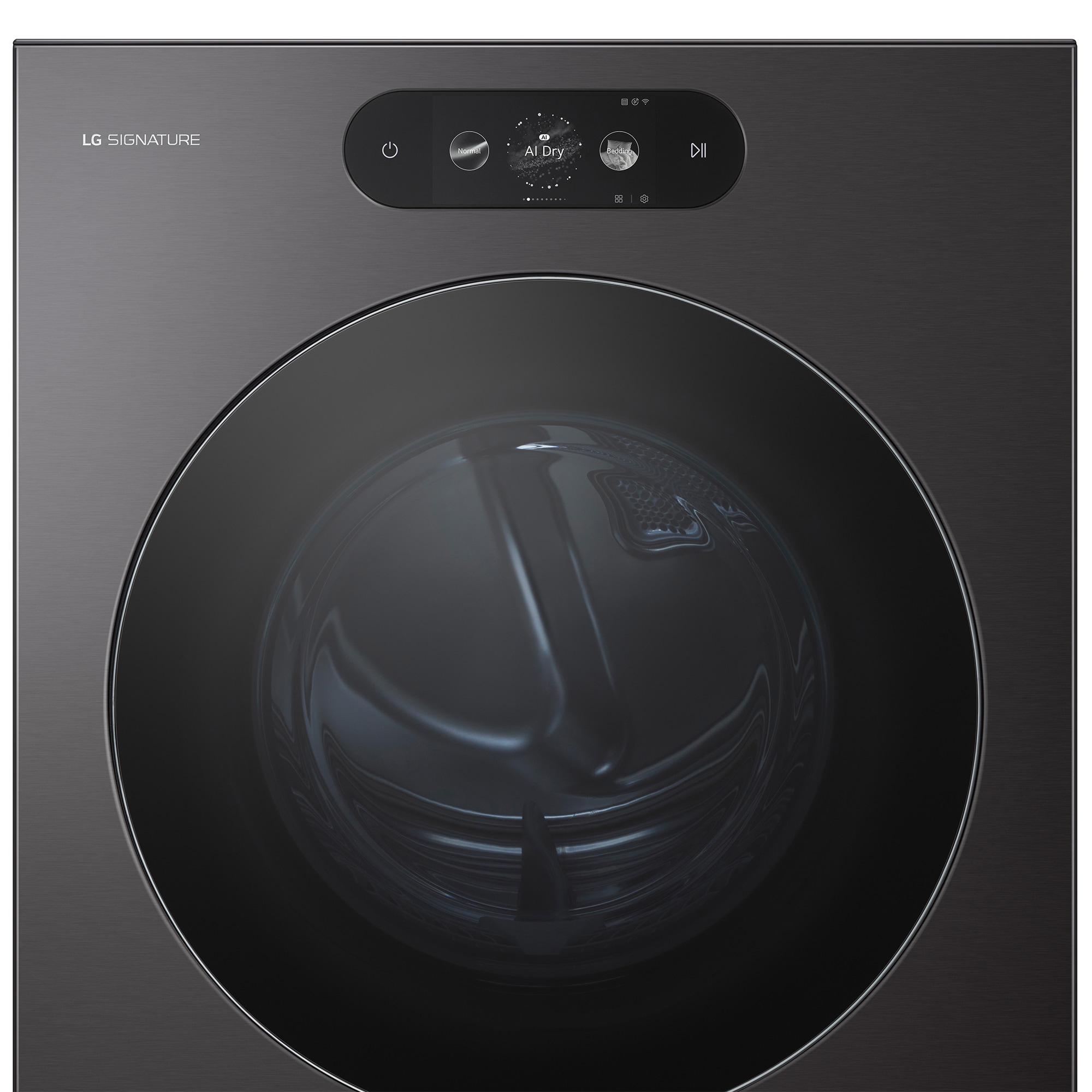 LG Signature 29 in. 9.0 cu. ft. Smart Stackable Electric Dryer with Built-In Intelligence, TurboSteam, AI Sensor Dry & Sanitize Cycle - Brushed Black Steel, , hires