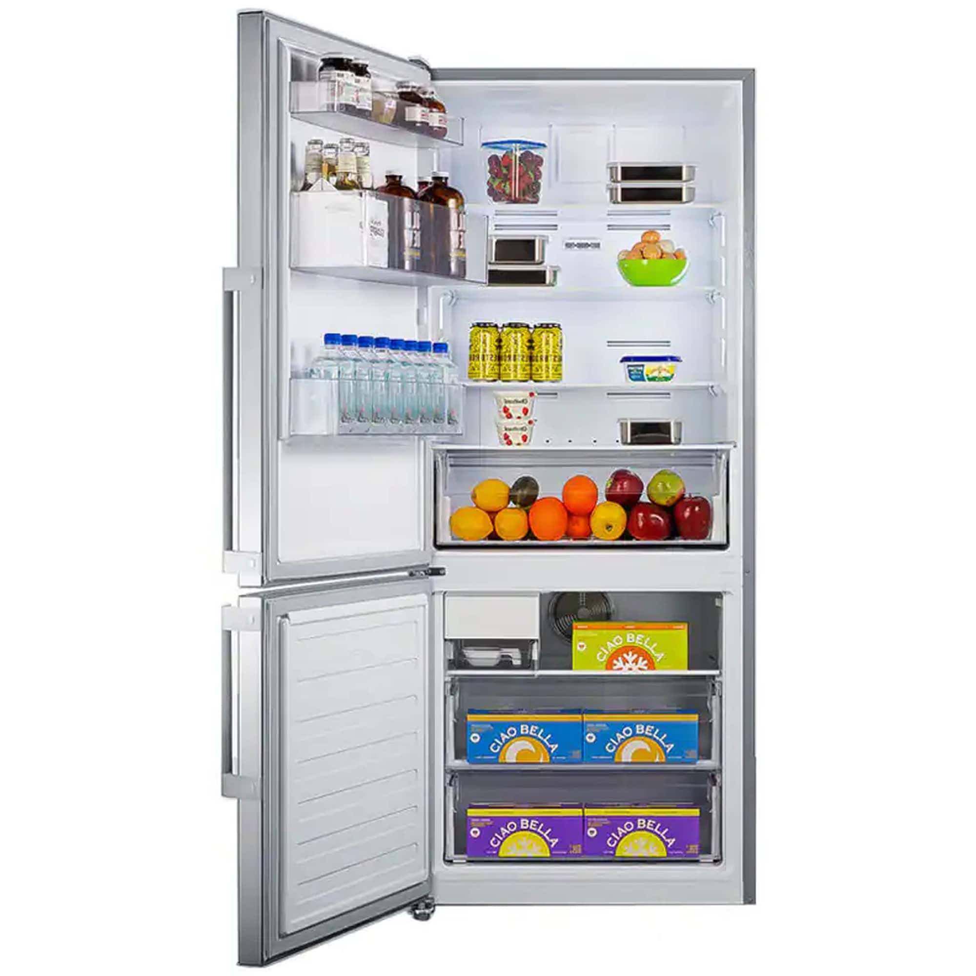 Summit Thin Line Series 28 in. 13.8 cu. ft. Counter Depth Left-Hinged Bottom Freezer Refrigerator with Ice Maker - Stainless Steel, , hires
