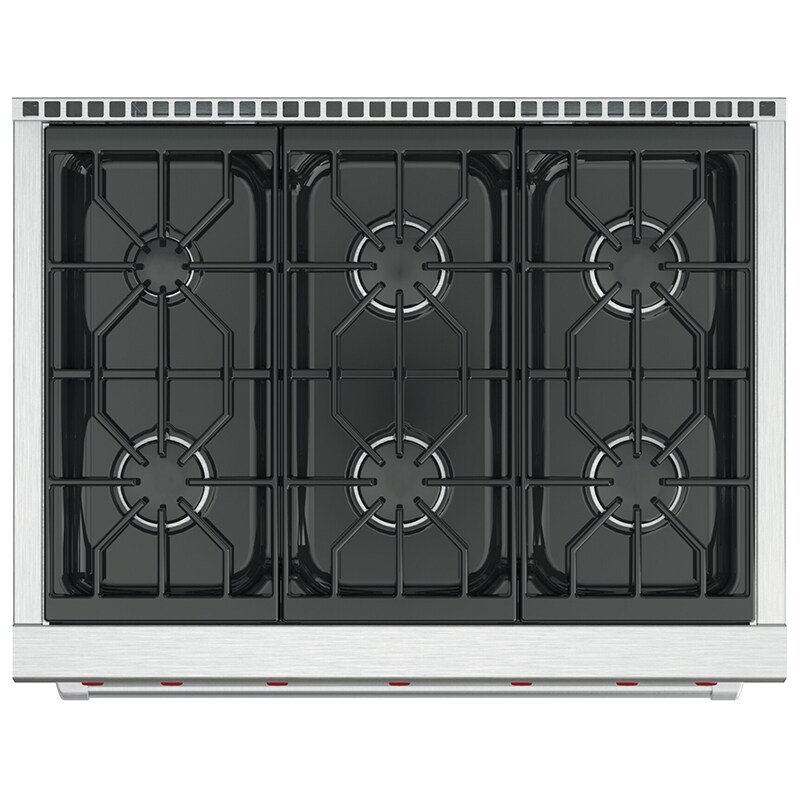 Wolf 36 in. 6-Burner LP Gas Rangetop with Power Burner - Stainless Steel, , hires