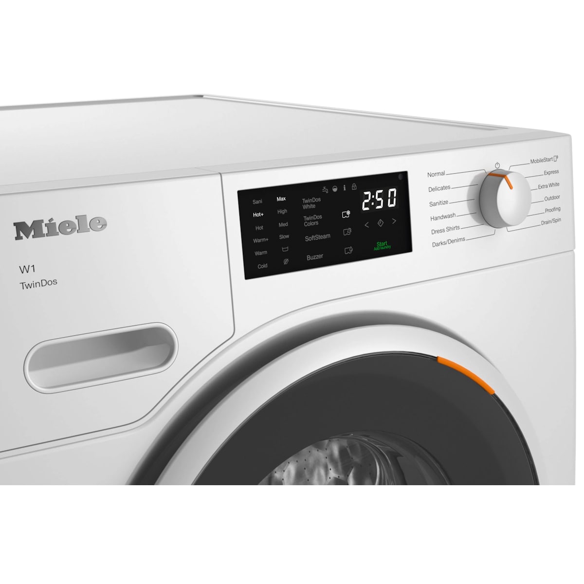 Miele TwinDos 24 in. 2.2 cu. ft. Smart Stackable Front Load Washer with Sanitize & Steam Cycle - Lotus White, , hires
