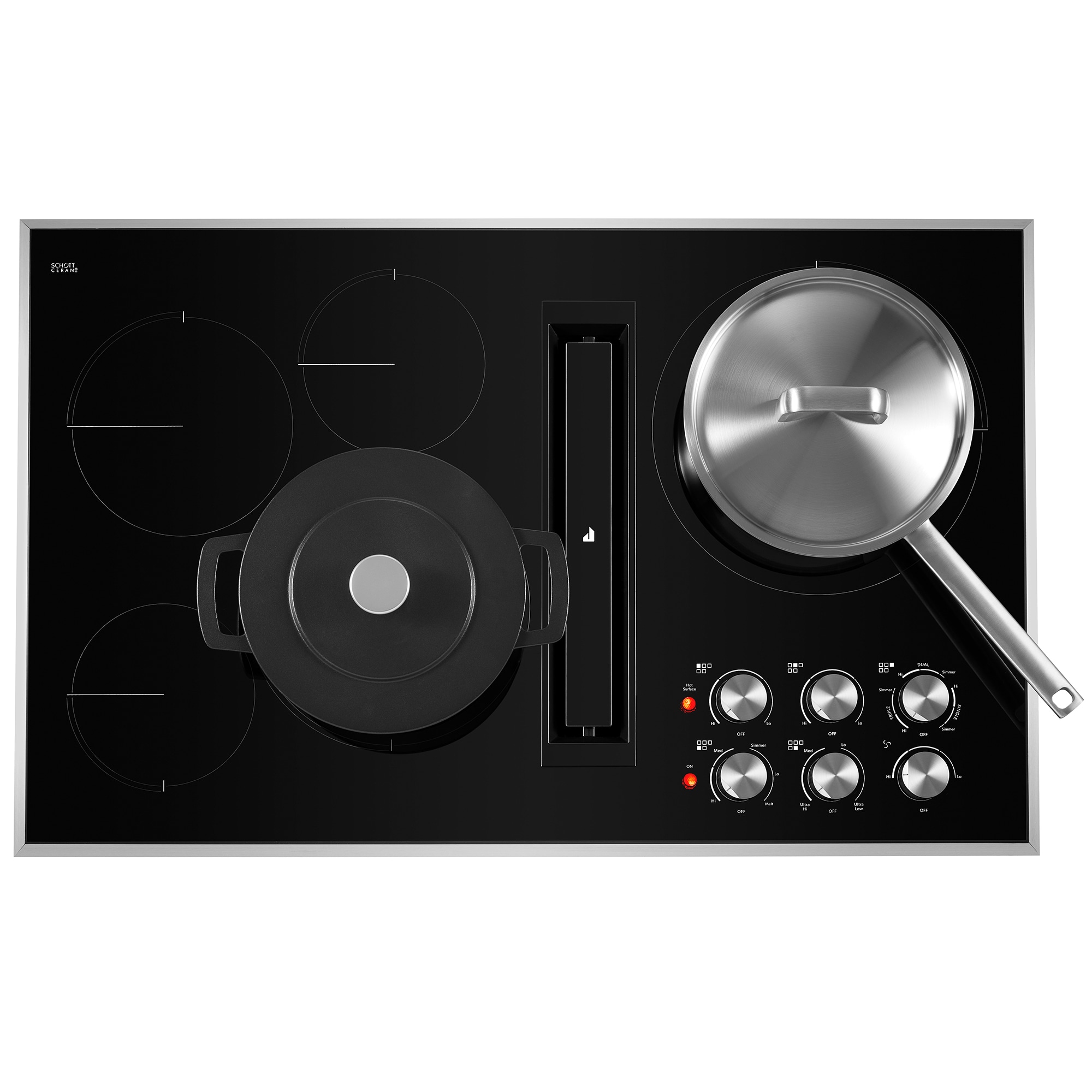 JennAir Euro-Style 36 in. 5-Burner Electric Cooktop with Downdraft & Power Burner - Stainless Steel, , hires