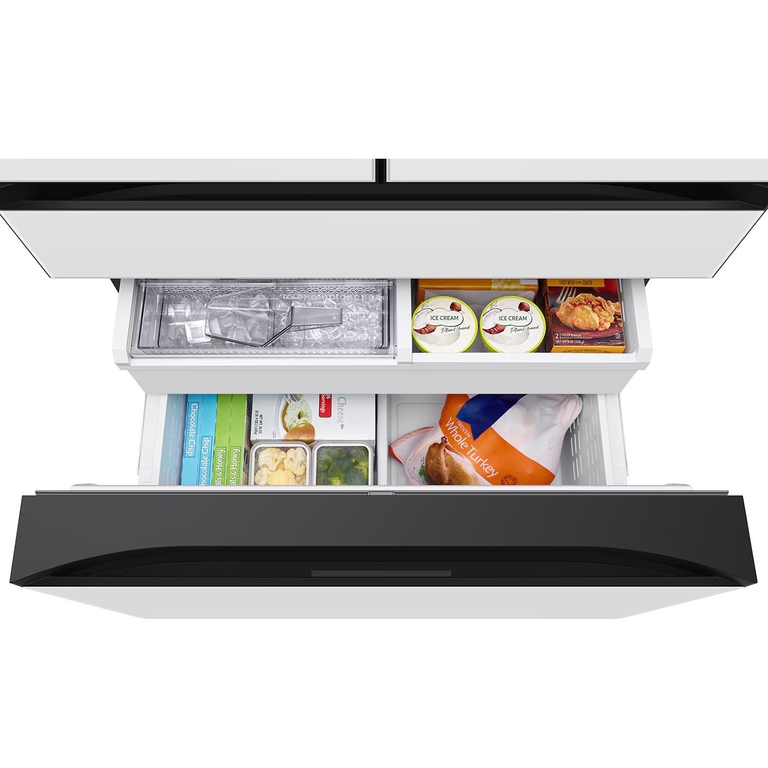 Samsung Bespoke 36 in. 22.5 cu. ft. Smart Counter Depth 4-Door French Door Refrigerator with AI Family Hub+, Beverage Center & Internal Water AutoFill Pitcher - White Glass, White Glass, hires