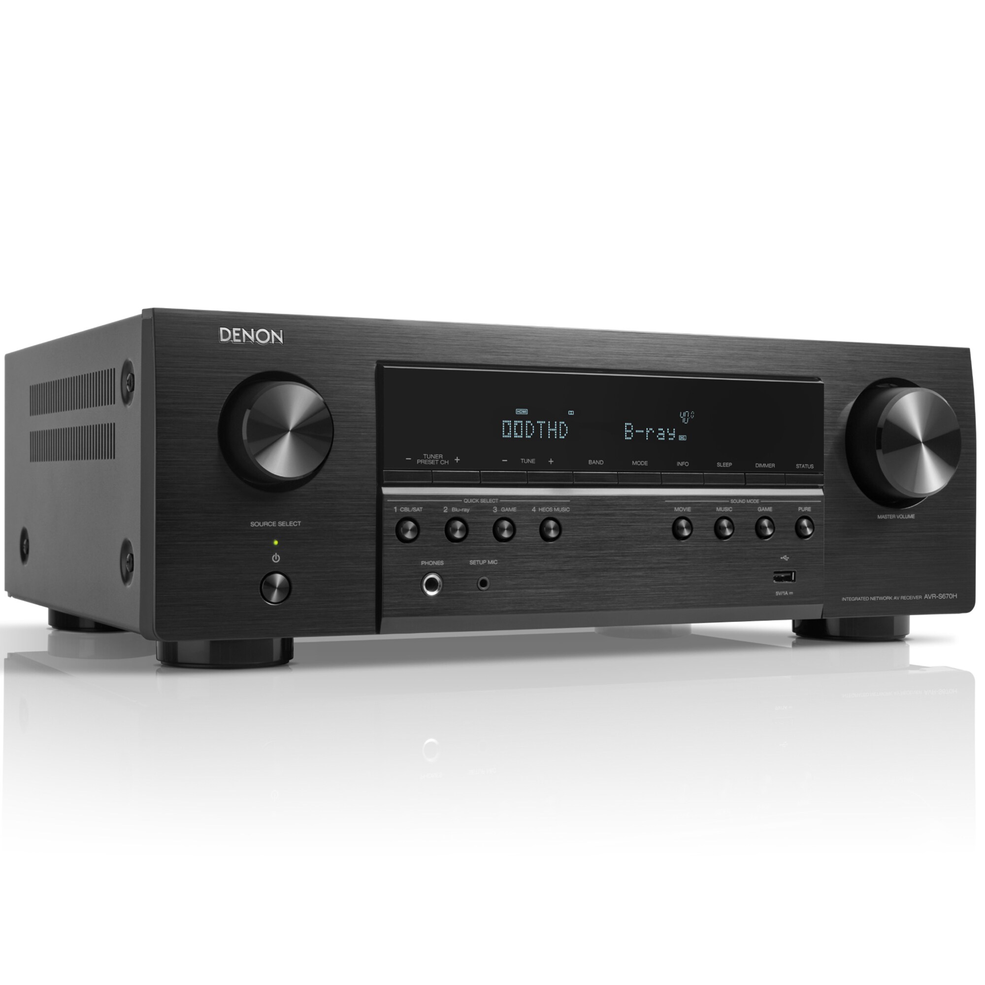 Denon 5.2 Ch. 75W 8K AV Receiver with Built-In HEOS - Black, , hires