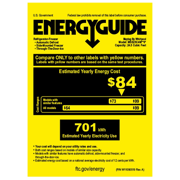 Maytag 36 in. 24.5 cu. ft. Side by Side Refrigerator with Ice & Water Dispenser - Fingerprint Resistant Stainless Steel, Fingerprint Resistant Stainless, hires