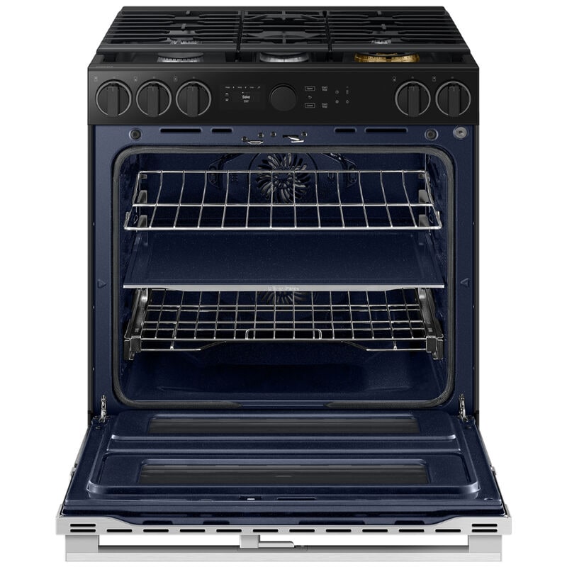 Samsung Bespoke 30 in. 6.1 cu. ft. Smart Air Fry True European Convection Double Oven Slide-In Dual Fuel Range with 5 Sealed Burners & Griddle - Stainless Steel, , hires