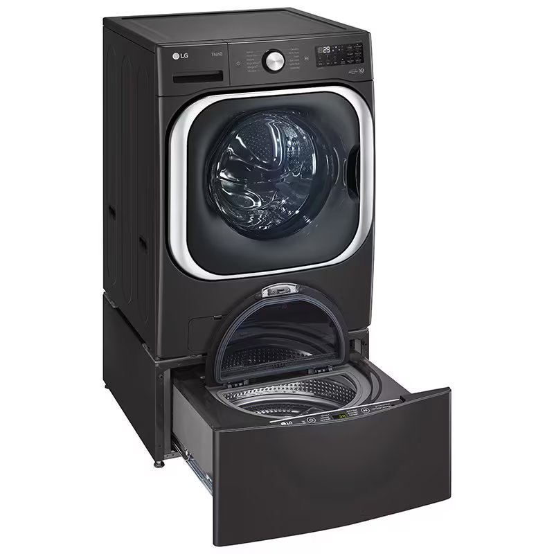LG 29 in. 5.2 cu. ft. Smart Stackable Front Load Washer with Steam Wash Cycle - Black Steel, , hires
