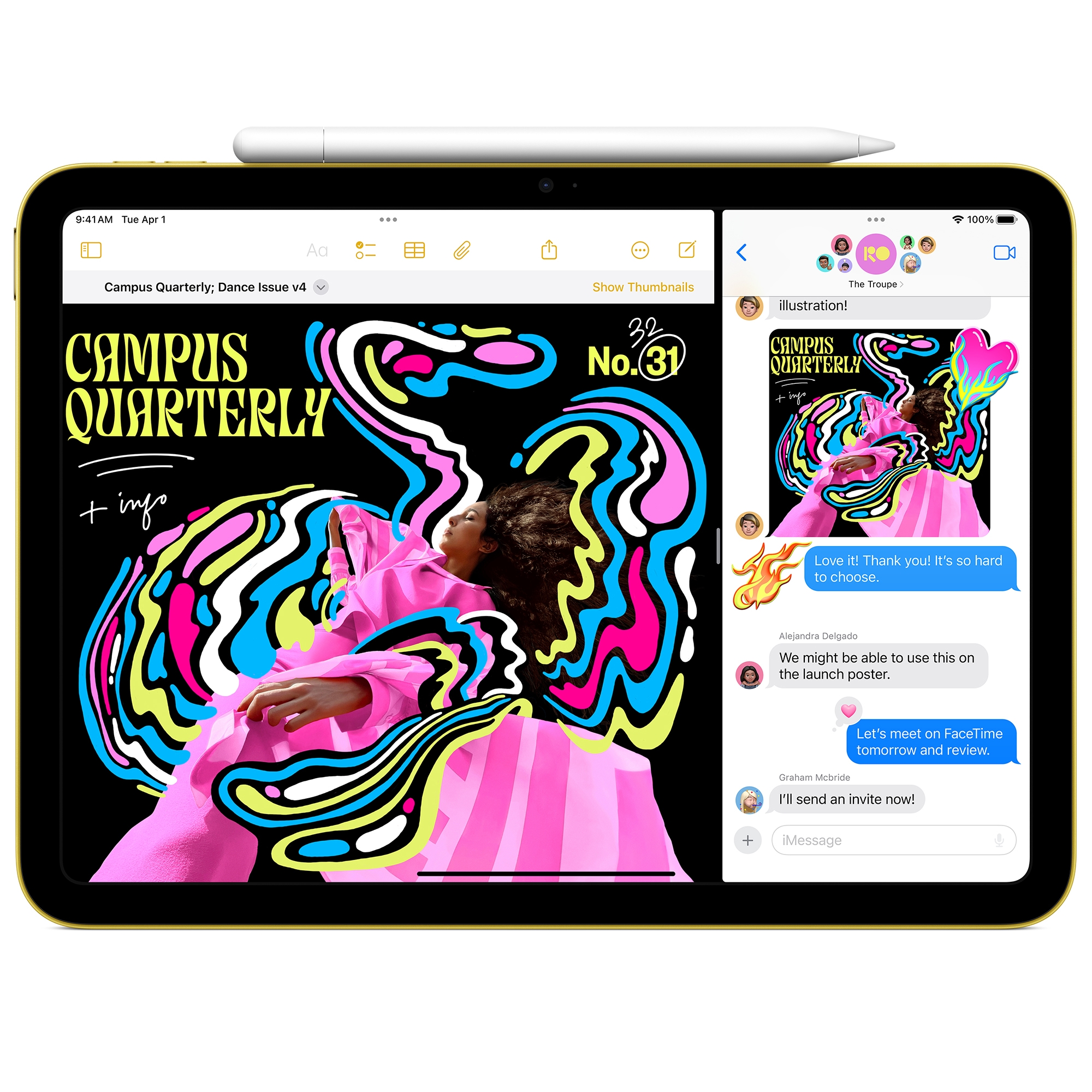 Apple - 11-inch iPad A16 chip with Wi-Fi - 256GB - Yellow, Yellow, hires