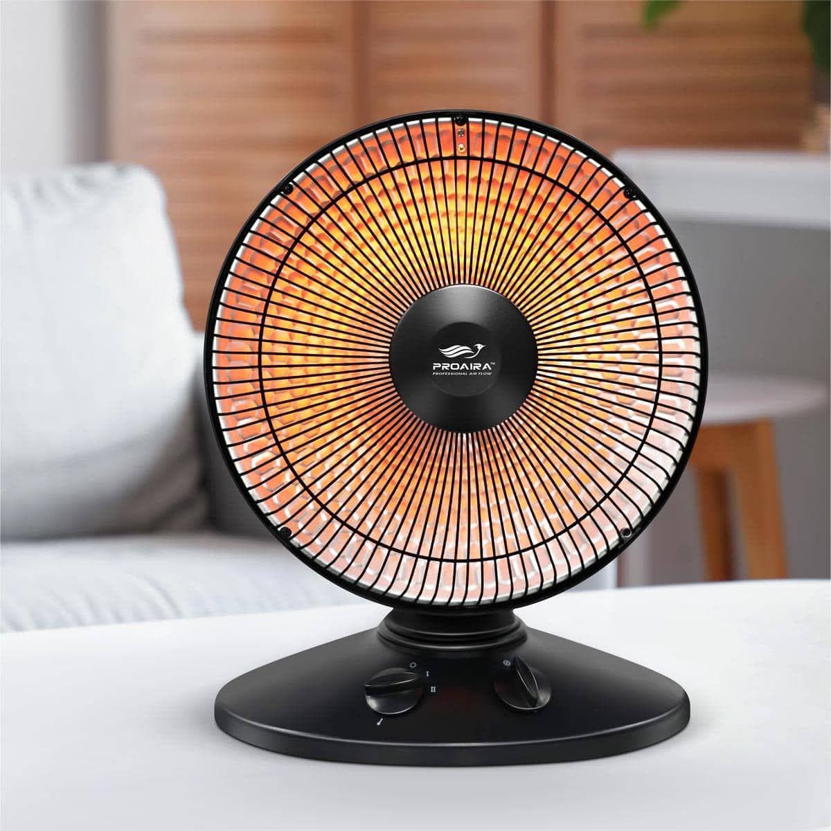 Proaira 1000W Oscillating Radiant Space Heater with 2 Heat Settings & Overheat Safety - Black, , hires