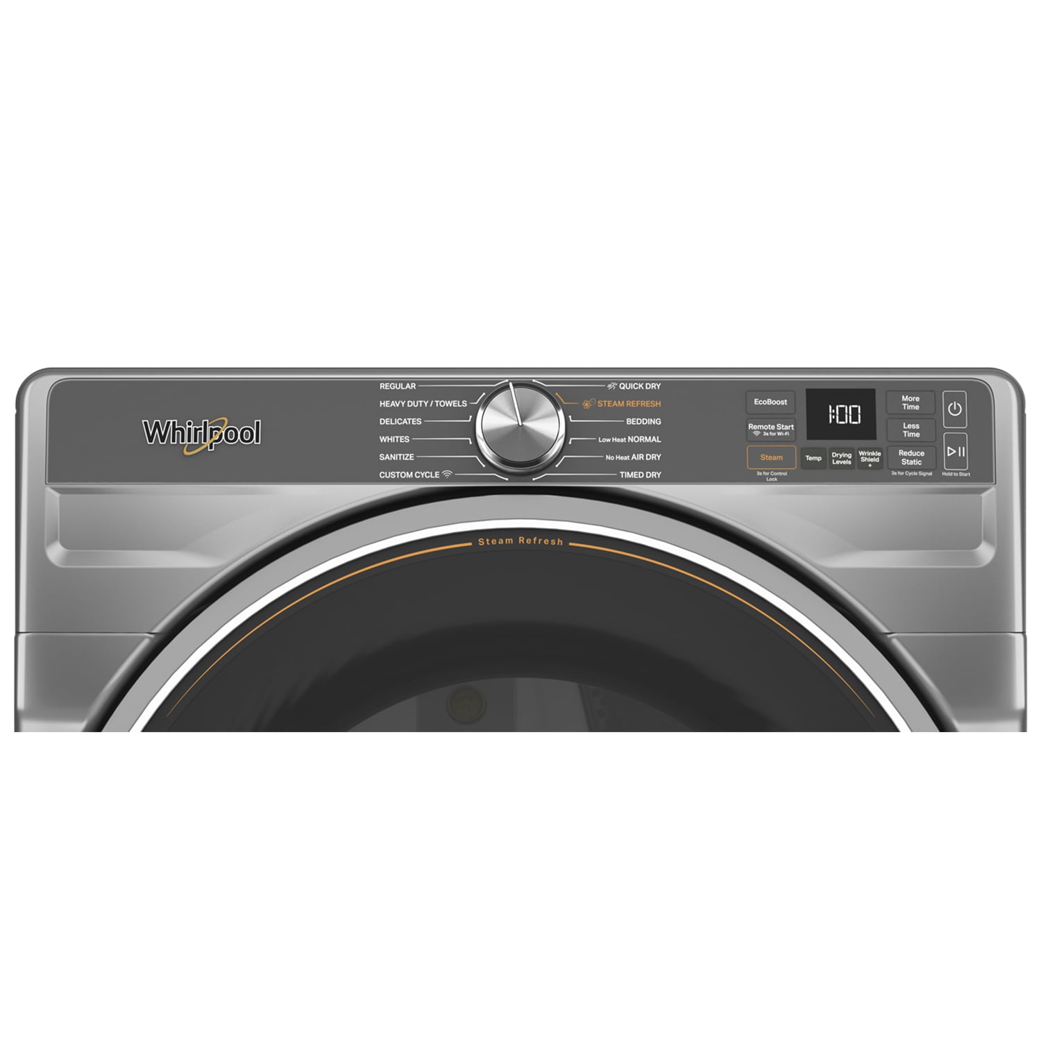 Whirlpool 27 in. 7.4 cu. ft. Smart Stackable Electric Dryer with Sensor Dry, Sanitize & Steam Cycle - Silver, Silver, hires
