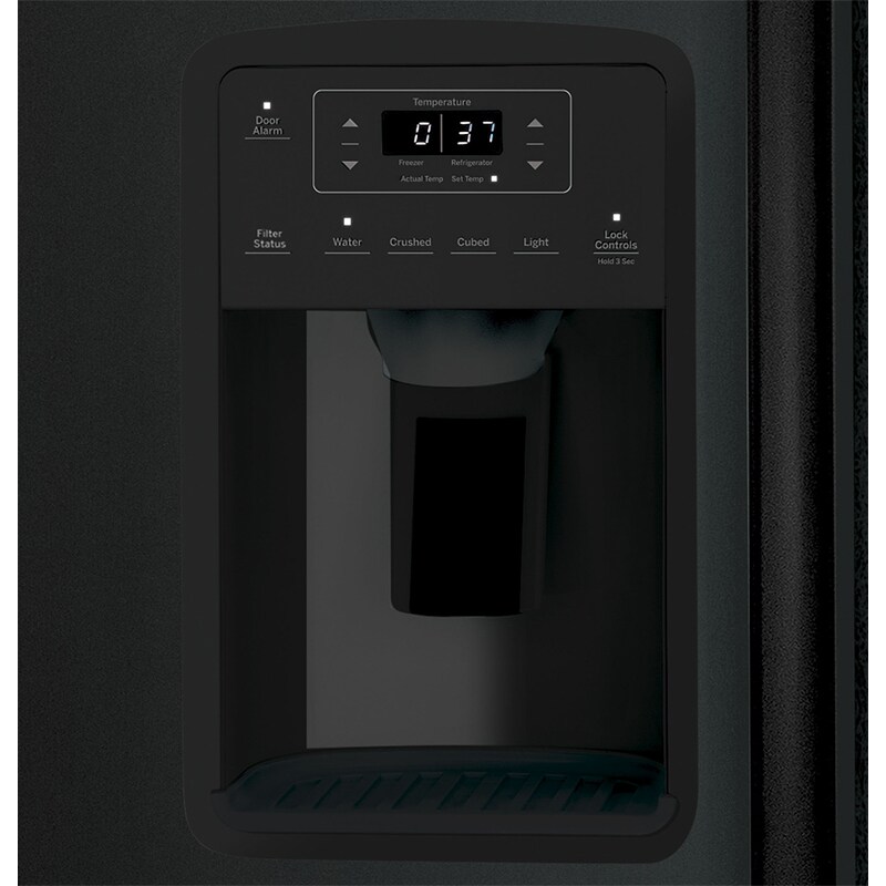 GE 36 in. 25.3 cu. ft. Energy Star Side-by-Side Refrigerator with External Ice & Water Dispenser - Black, Black, hires