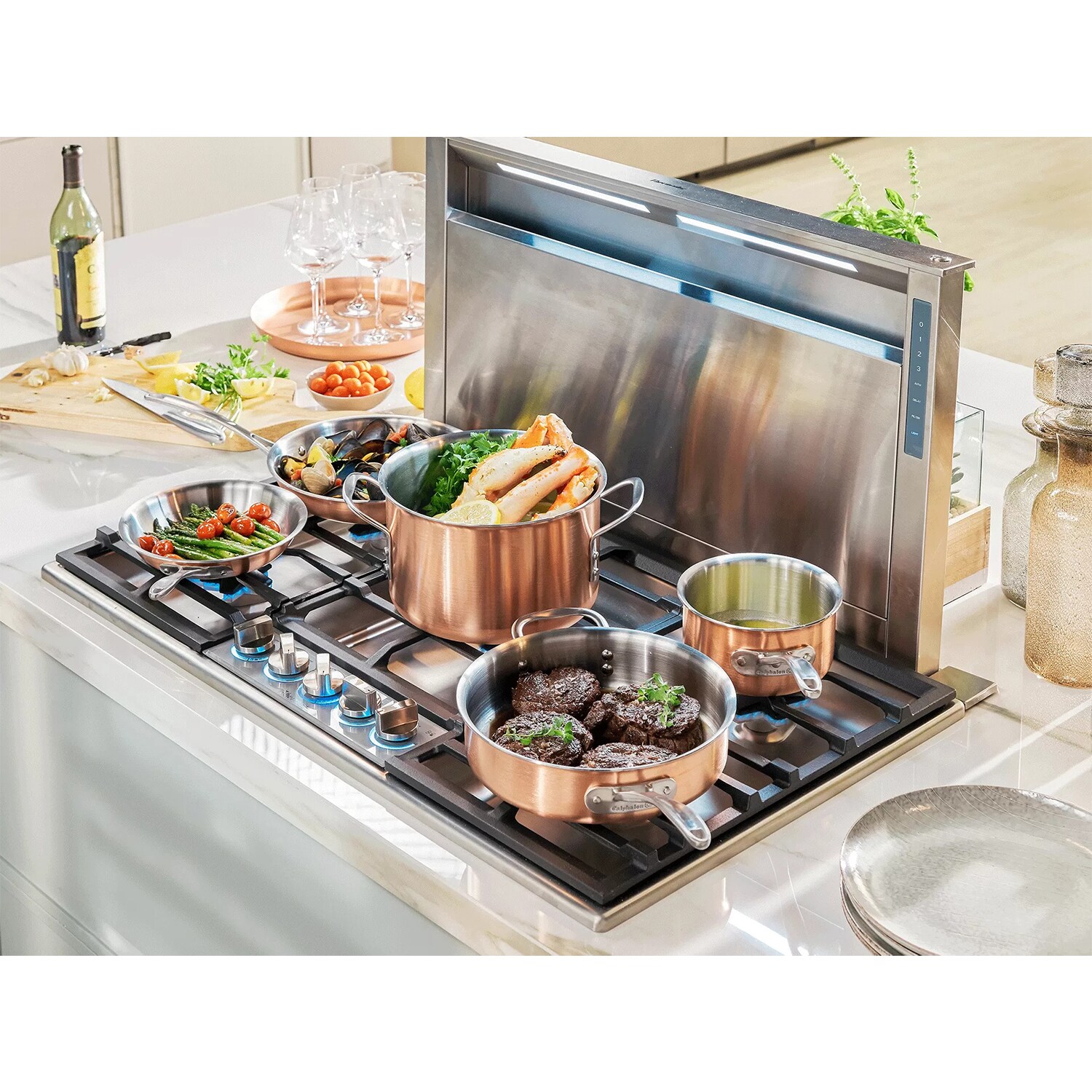 Thermador Masterpiece Series 36 in. 5-Burner Natural Gas Cooktop with Simmer Burner & Power Burner - Stainless Steel, , hires