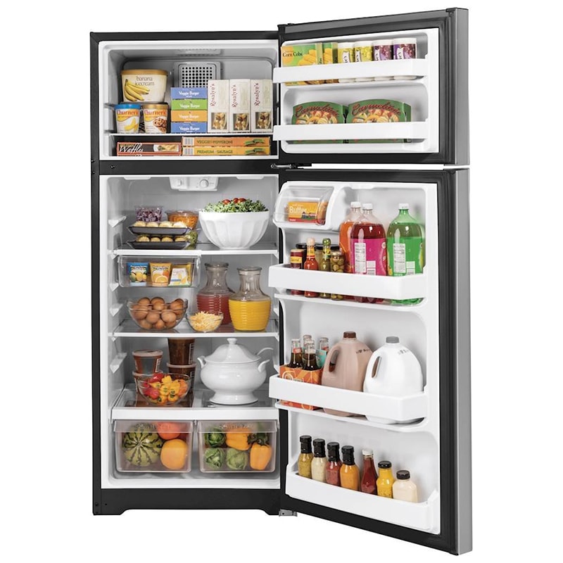 GE 28 in. 17.5 cu. ft. Top Freezer Refrigerator - Stainless Steel, Stainless Steel, hires