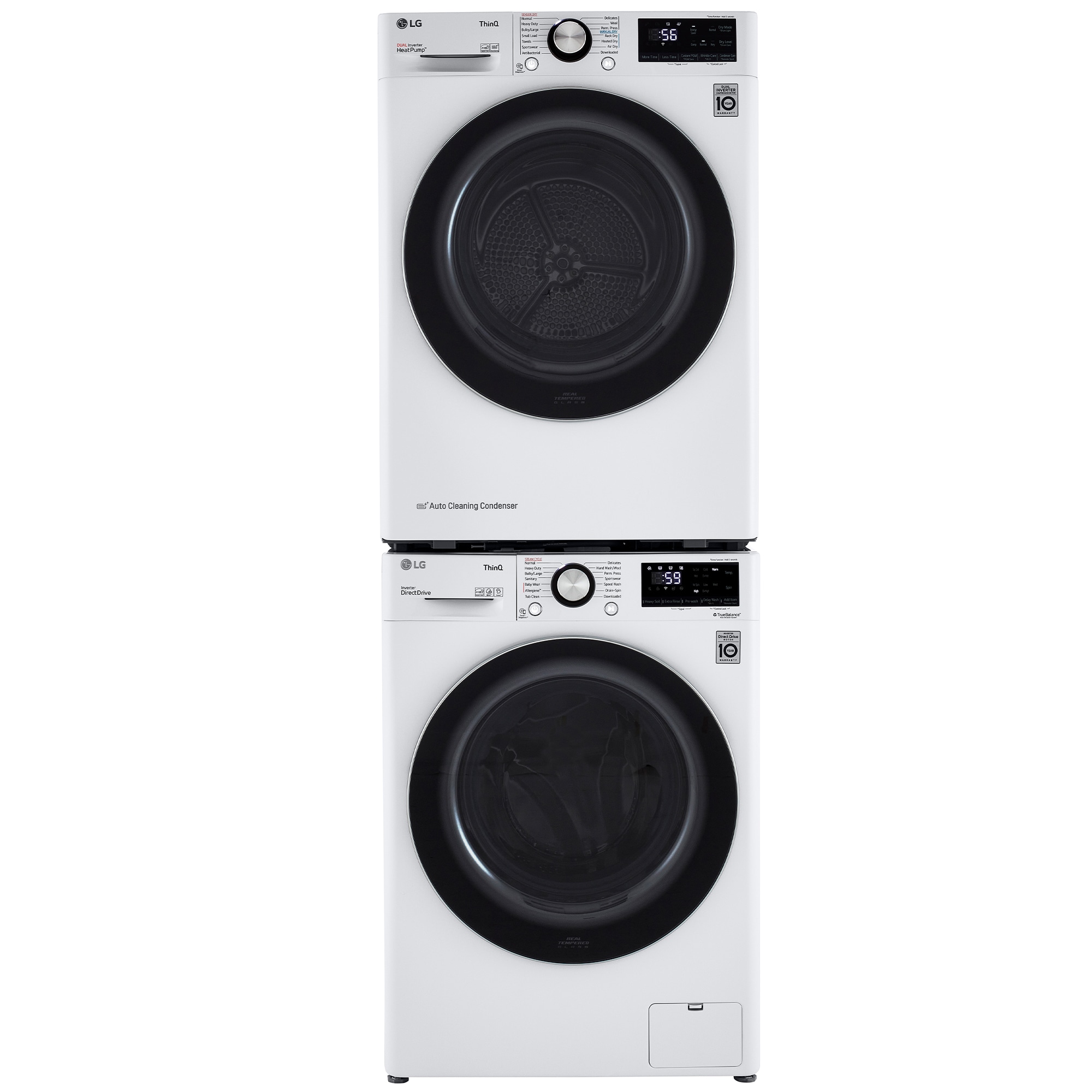 LG 24 in. 4.2 cu. ft. Smart Stackable Ventless Electric Dryer with Heat Pump, Sensor Dry & Sanitize Cycle - White, White, hires