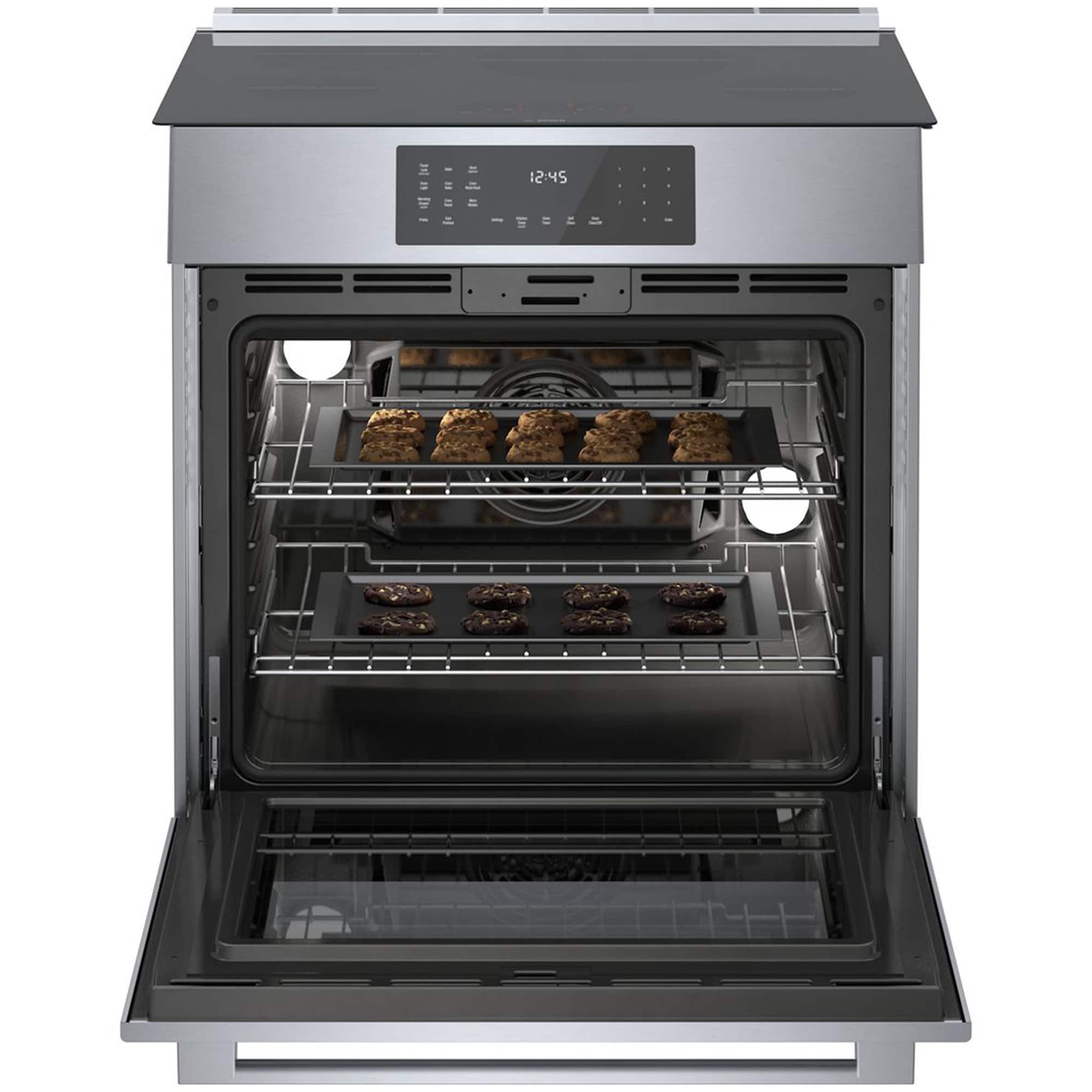 Bosch 800 Series 30 in. 4.6 cu. ft. True European Convection Slide-In Electric Range with 4 Induction Burners - Stainless Steel, , hires