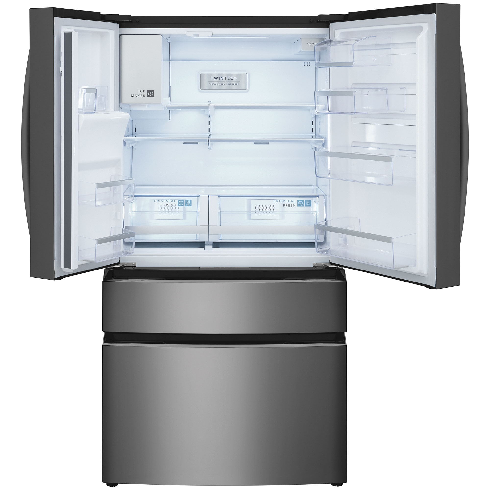 Frigidaire Gallery 36 in. 21.5 cu. ft. Counter Depth 4-Door French Door Refrigerator with Ice & Water Dispenser - Black Stainless, Black Stainless, hires