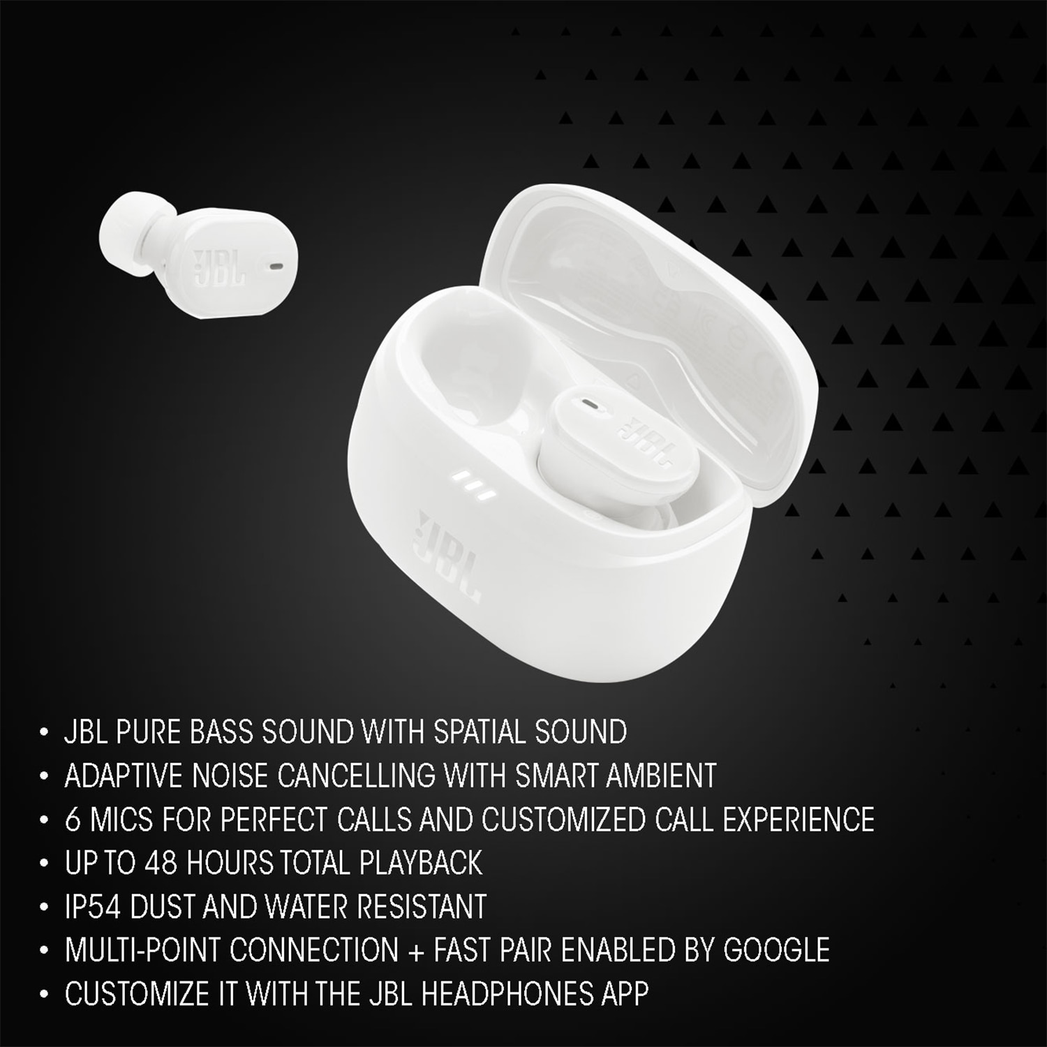 JBL - Tune Buds 2 True Wireless Noise Cancelling Earbuds - White, , hires