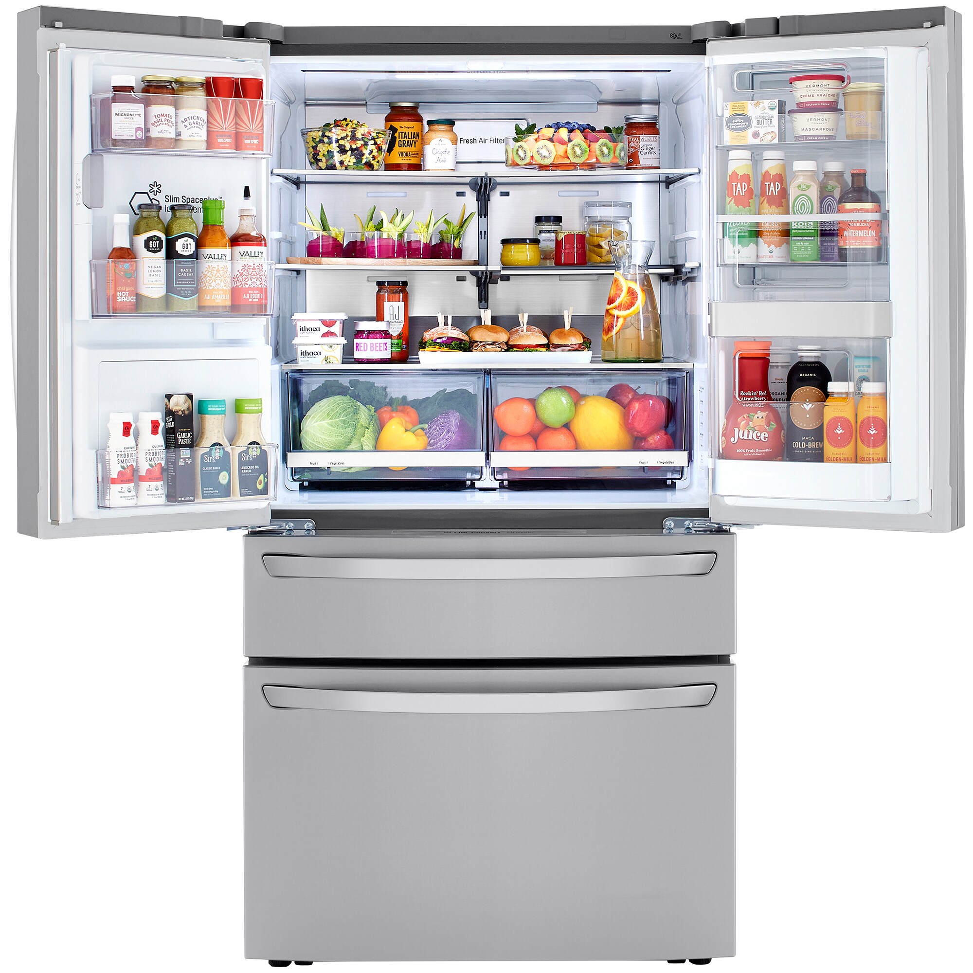 LG 36 in. 29.5 cu. ft. Smart 4-Door French Door Refrigerator with Ice & Water Dispenser - PrintProof Stainless Steel, PrintProof Stainless Steel, hires