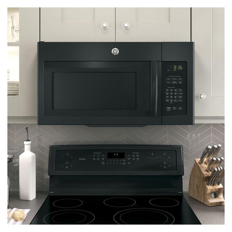 GE 30 in. 1.6 cu. ft. 950W Over-the-Range Microwave with 300 CFM - Black, Black, hires