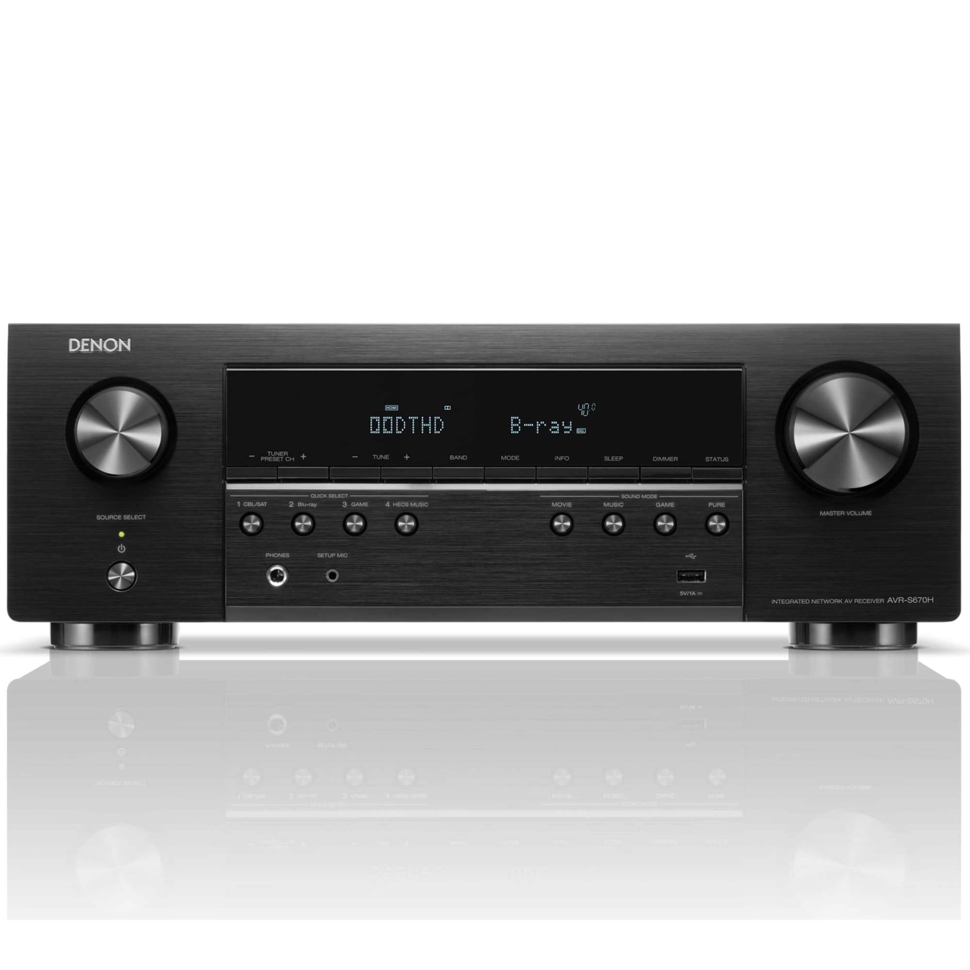 Denon 5.2 Ch. 75W 8K AV Receiver with Built-In HEOS - Black, , hires