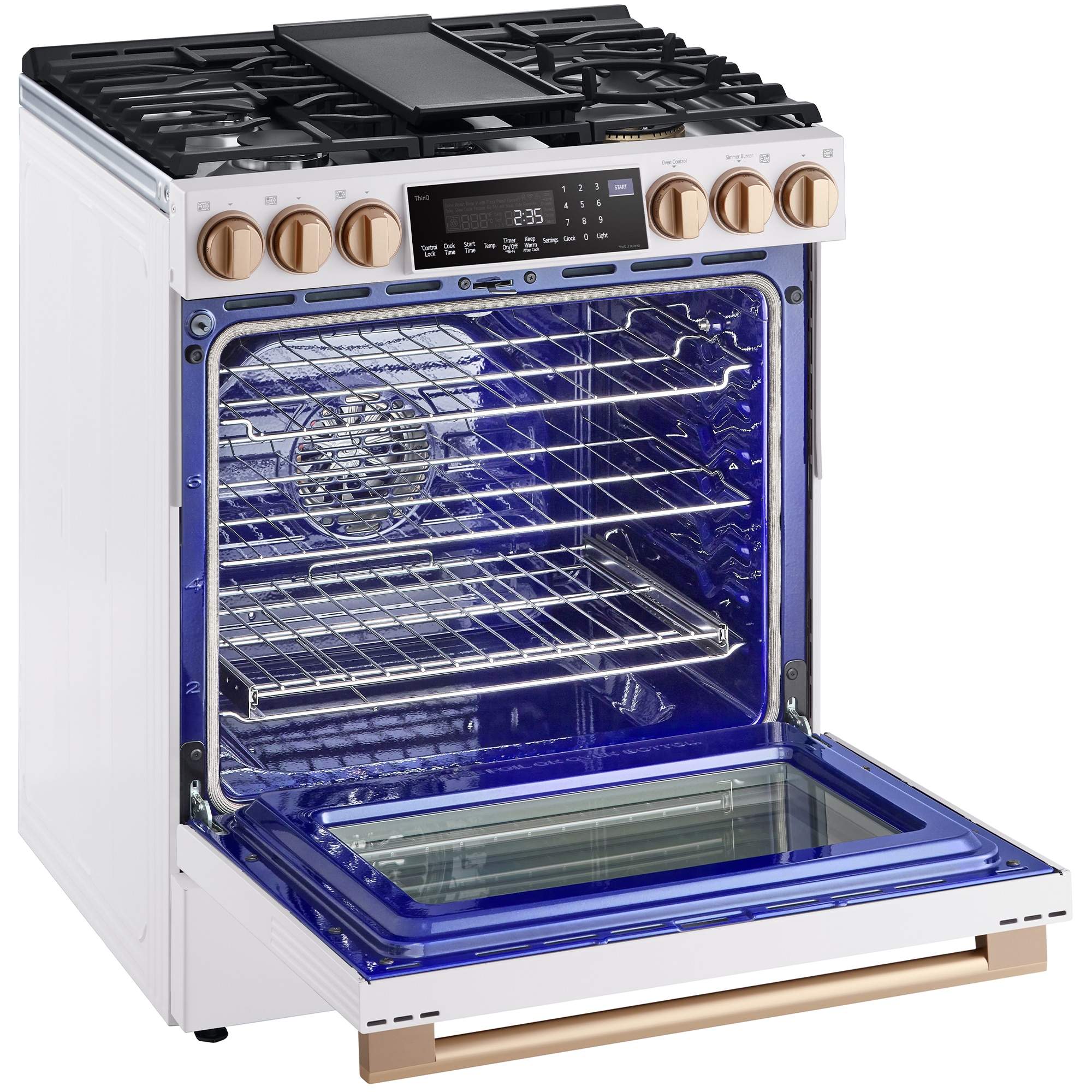 LG Studio 30 in. 6.3 cu. ft. Smart Air Fry True European Convection Slide-In Gas Range with 5 Sealed Burners & Griddle - Essence White, , hires