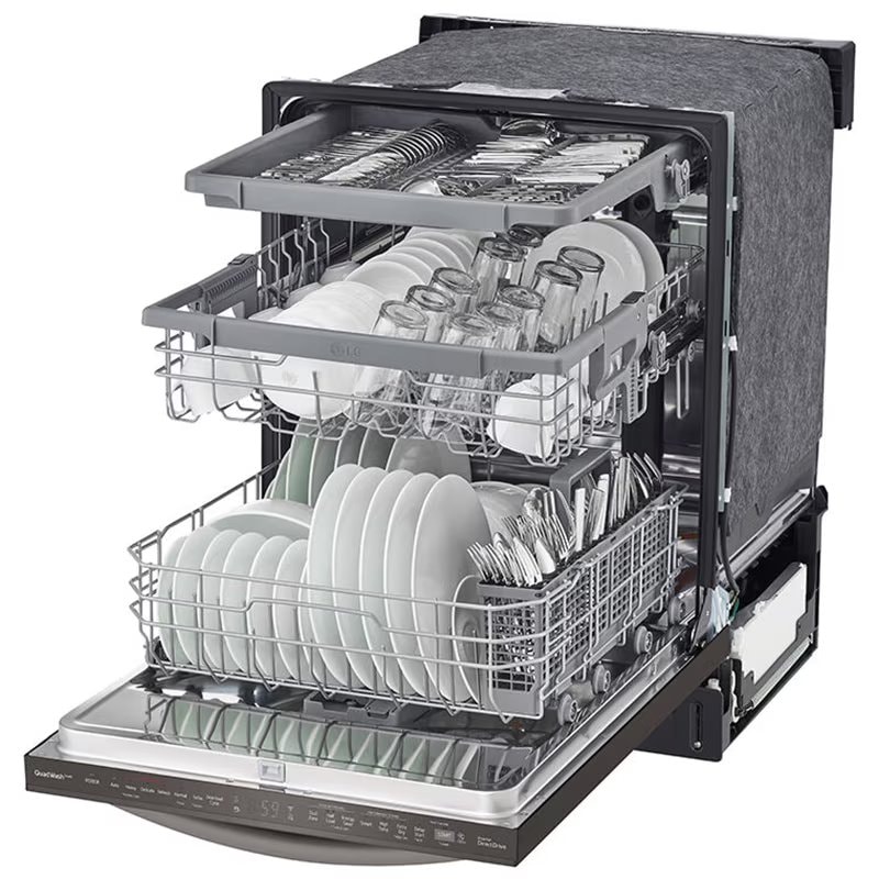 LG 24 in. Top Control Smart Dishwasher with 46 dBa Sound Level & Dynamic Dry - Black Stainless, Black Stainless, hires