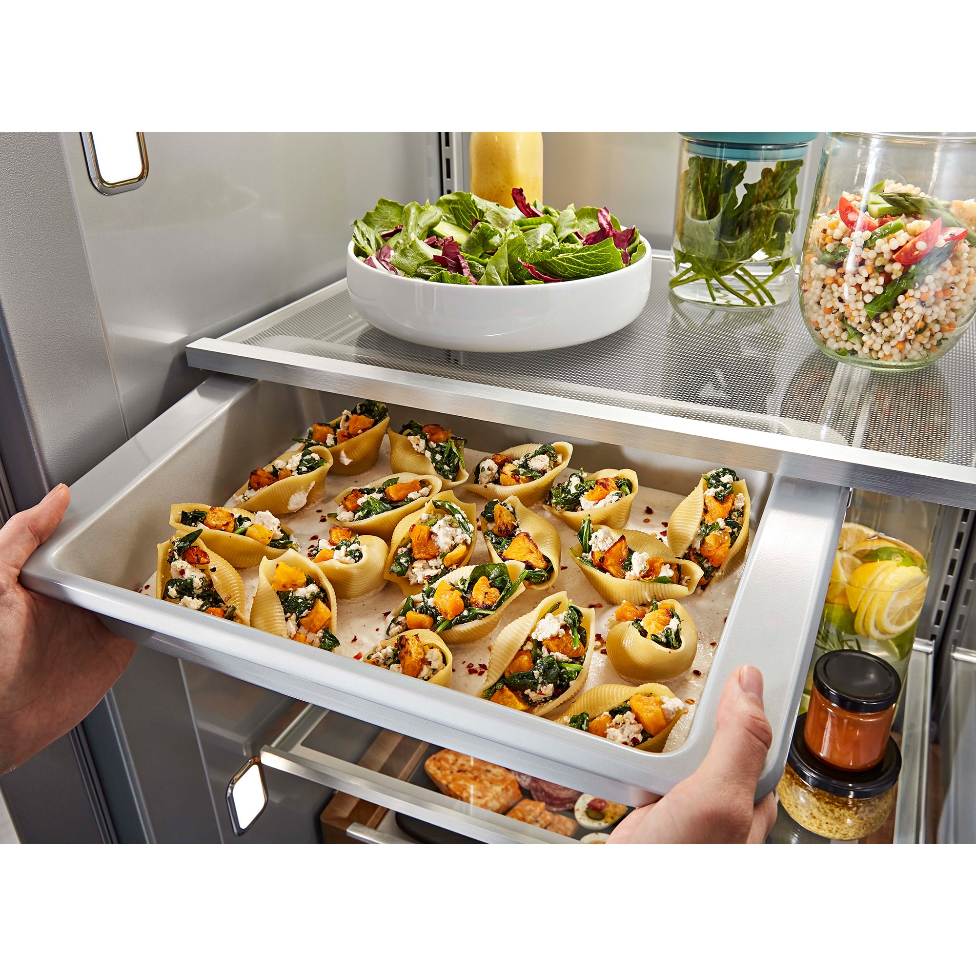 KitchenAid 42 in. 25.5 cu. ft. Built-In Counter Depth Side by Side Refrigerator with Ice Maker - Custom Panel Ready, , hires