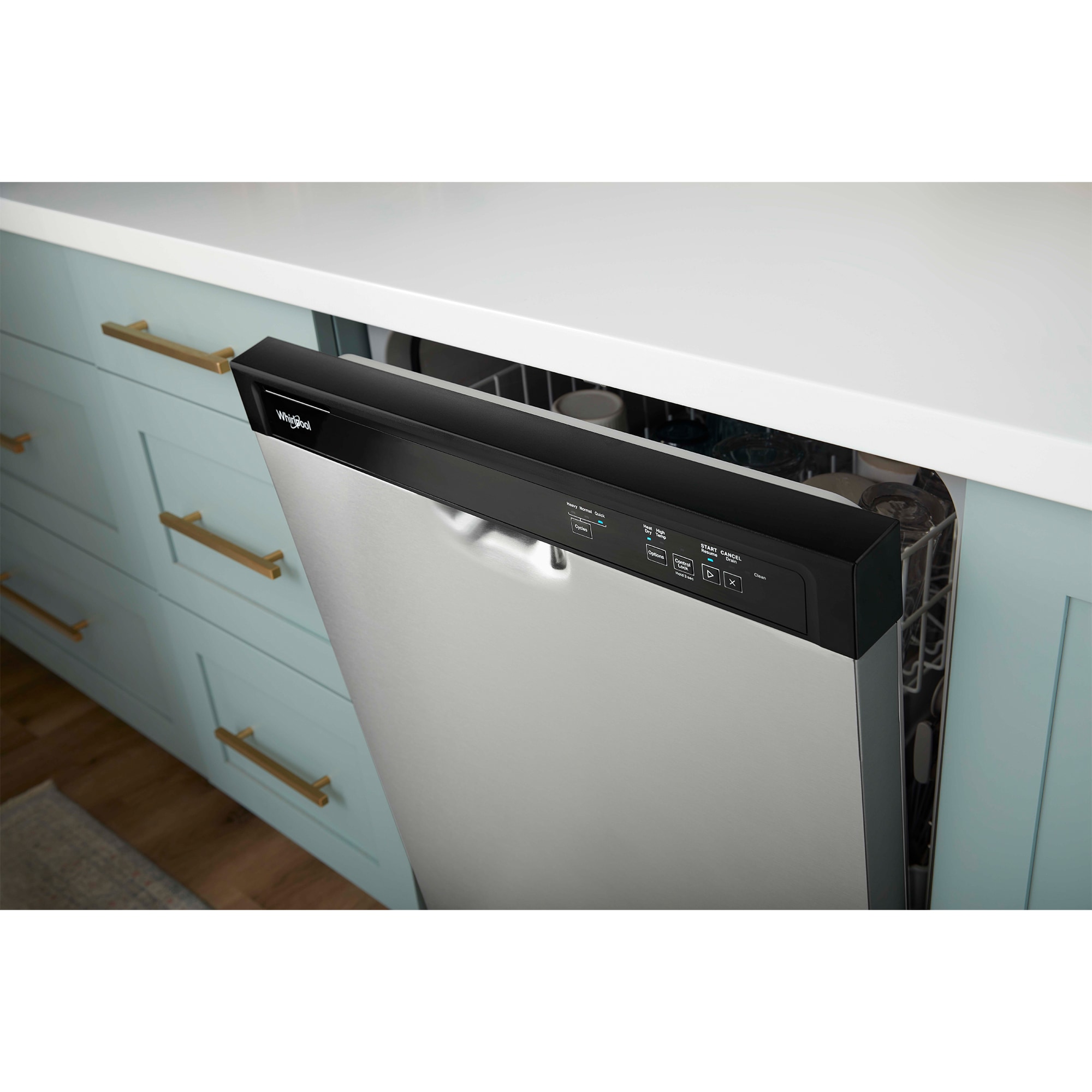 Whirlpool 24 in. Front Control Dishwasher with 59 dBa Sound Level & Pocket - Stainless Steel, Stainless Steel, hires
