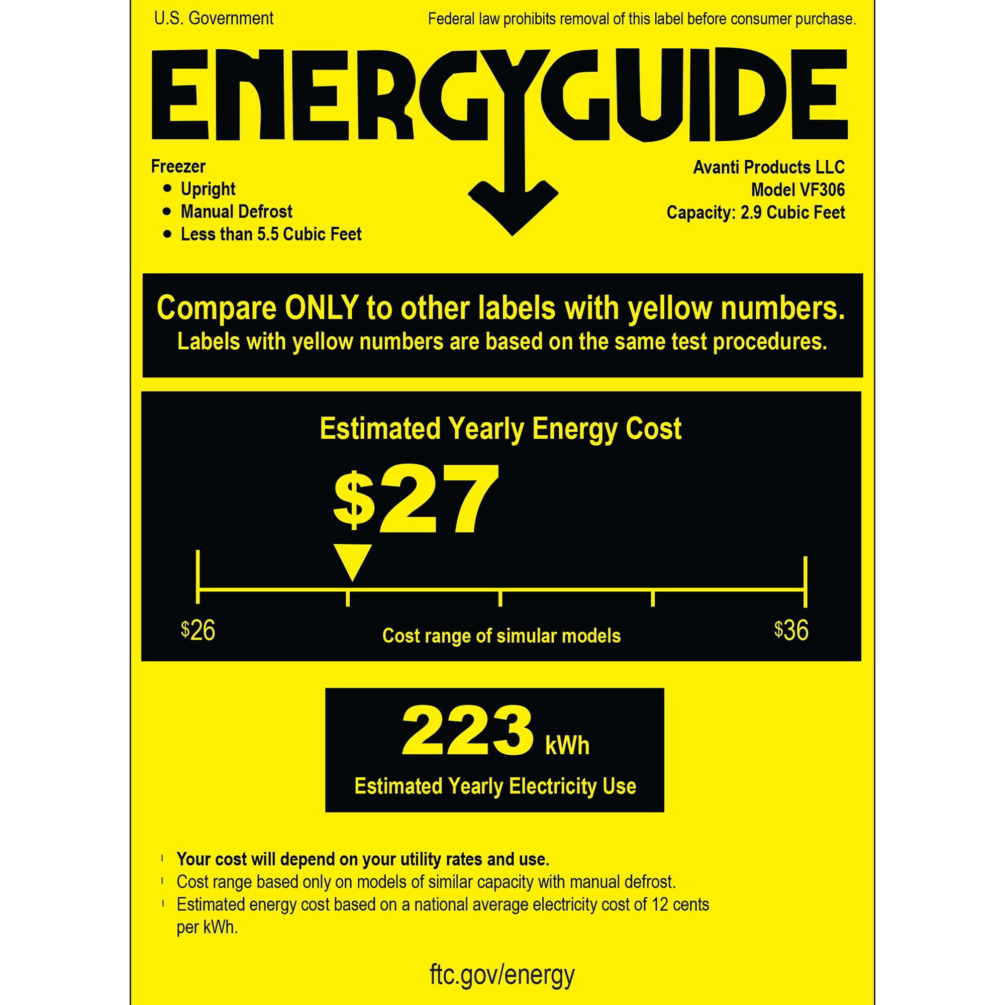 Avanti 19 in. 2.8 cu. ft. Compact Upright Freezer - White, , hires