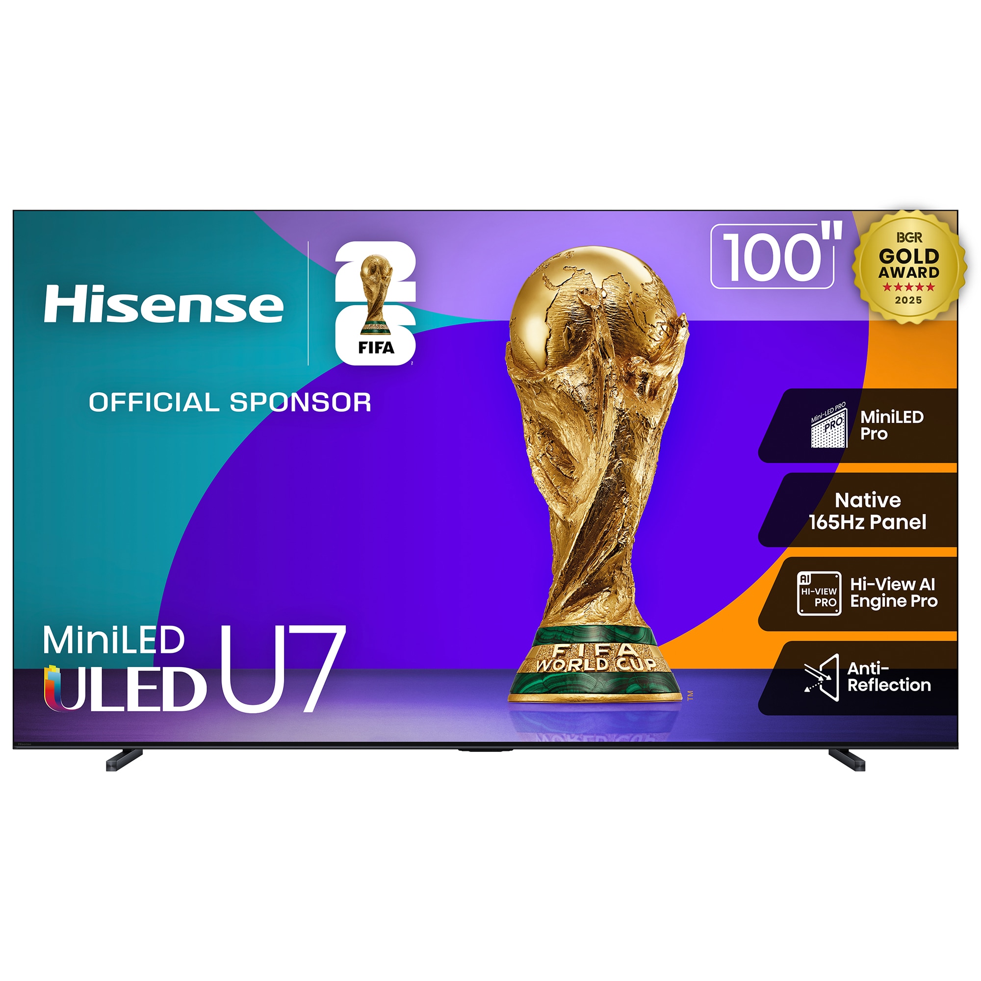 Hisense - 100" Class U7 Series ULED Mini-LED 4K UHD Smart Google TV, , hires