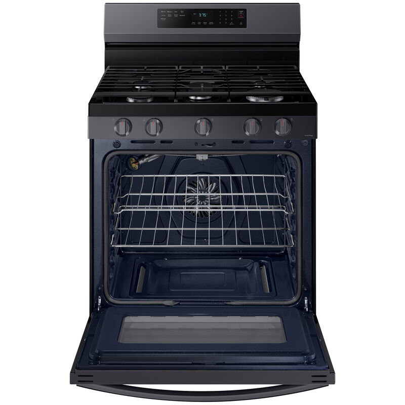 Samsung 30 in. 6 cu. ft. Smart Air Fry Standard Convection Gas Range with 5 Sealed Burners & Griddle - Black Stainless, Black Stainless, hires