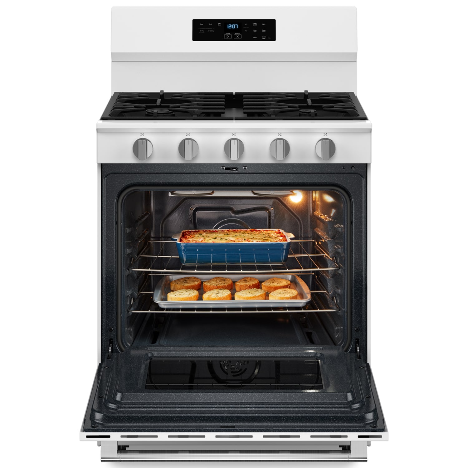Maytag 30 in. 5 cu. ft. Air Fry Standard Convection Gas Range with 5 Sealed Burners - White, White, hires