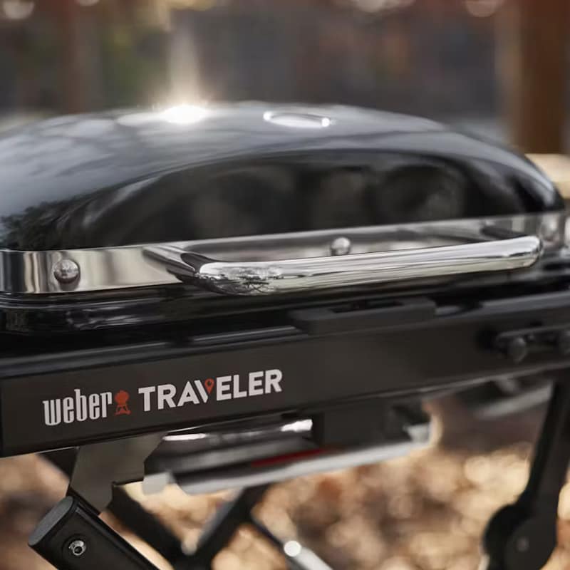 Weber Traveler Compact Portable Liquid Propane Gas Grill with Side Shelf - Black, , hires