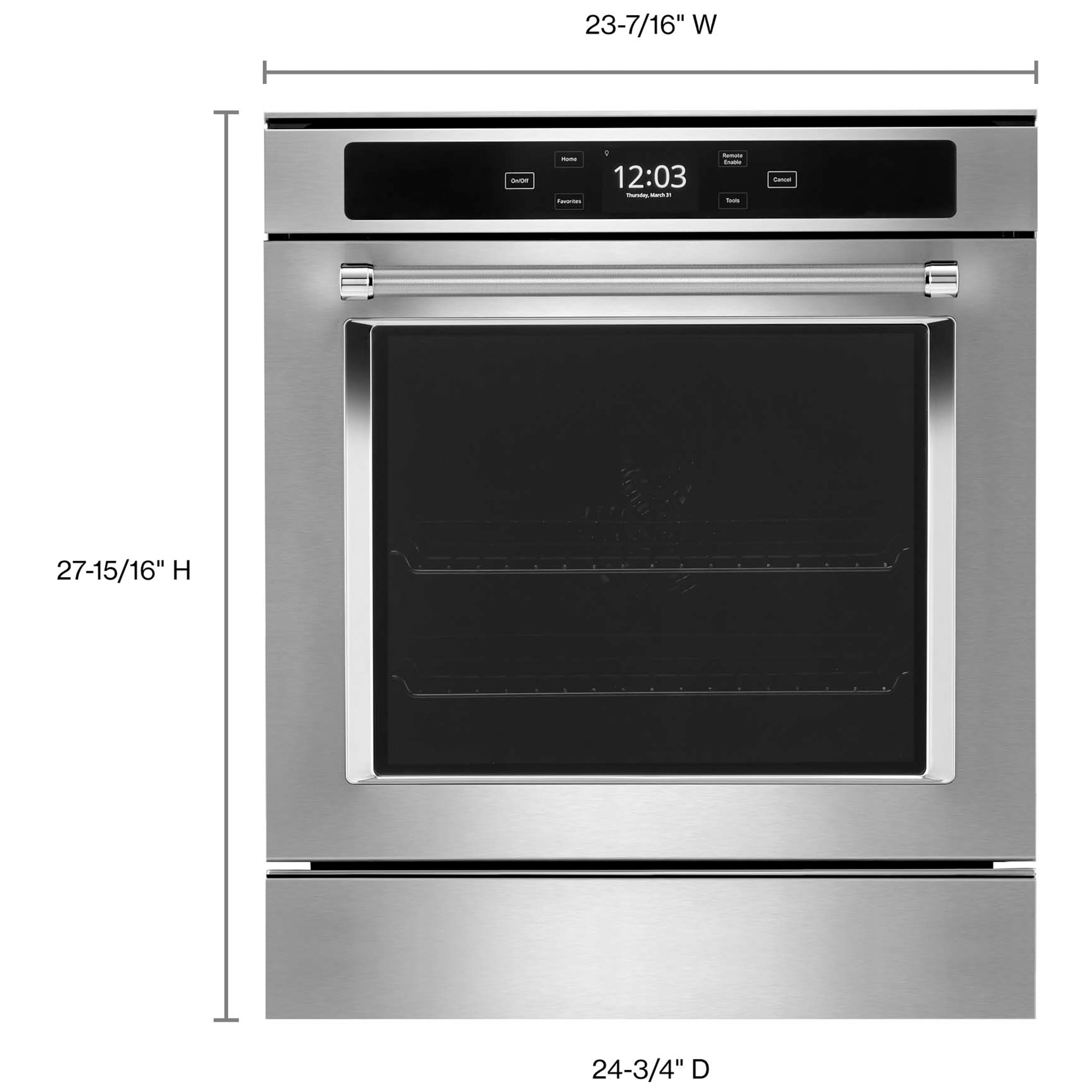 KitchenAid 24 in. 2.6 cu. ft. Smart Electric Single Wall Oven with True European Convection - Fingerprint Resistant Stainless Steel, , hires