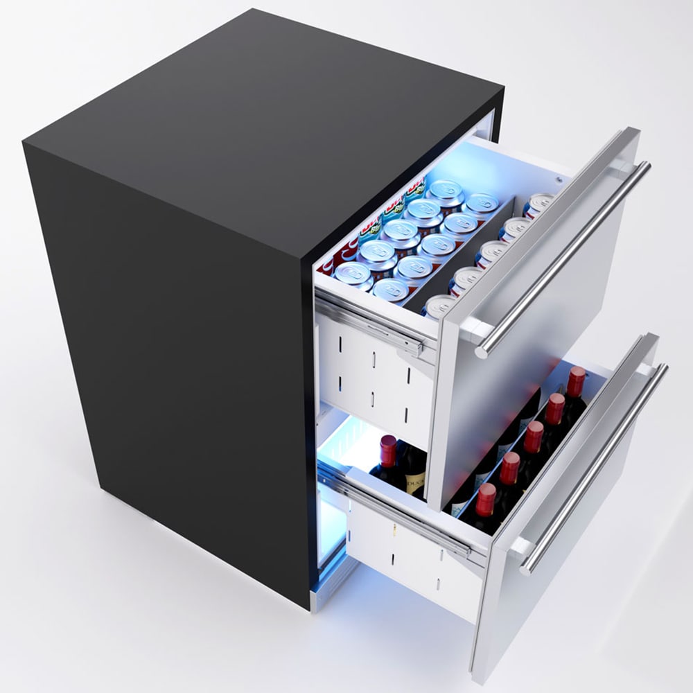 XO 24 in. 5.2 cu. ft. Double Refrigerator Drawers - Stainless Steel, , hires