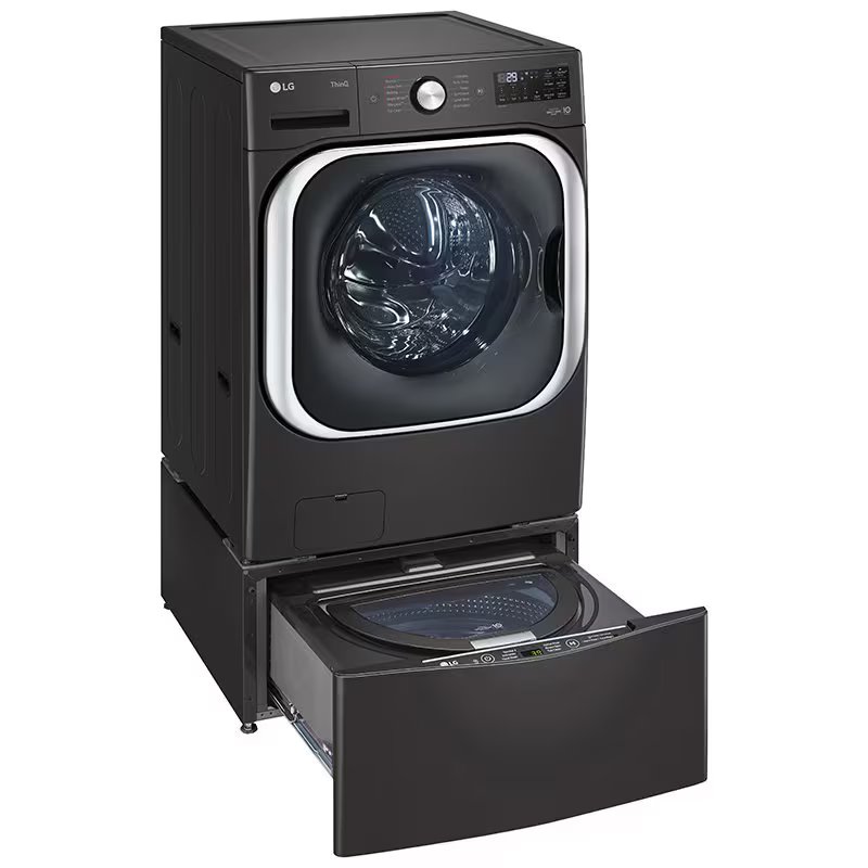 LG 29 in. 5.2 cu. ft. Smart Stackable Front Load Washer with Steam Wash Cycle - Black Steel, , hires