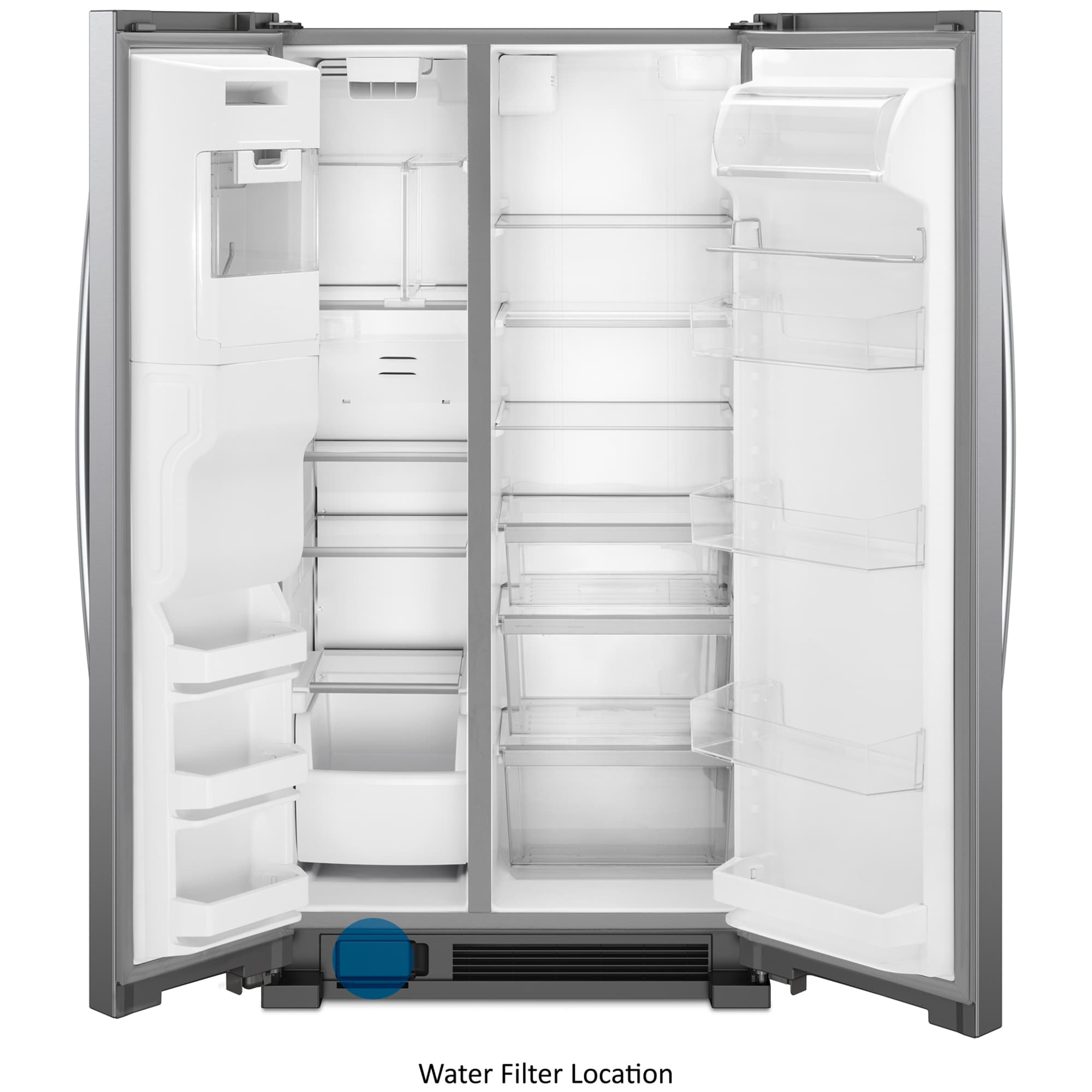 Whirlpool 36 in. 24.5 cu. ft. Side by Side Refrigerator with Ice & Water Dispenser - Fingerprint Resistant Stainless Steel, Fingerprint Resistant Stainless, hires