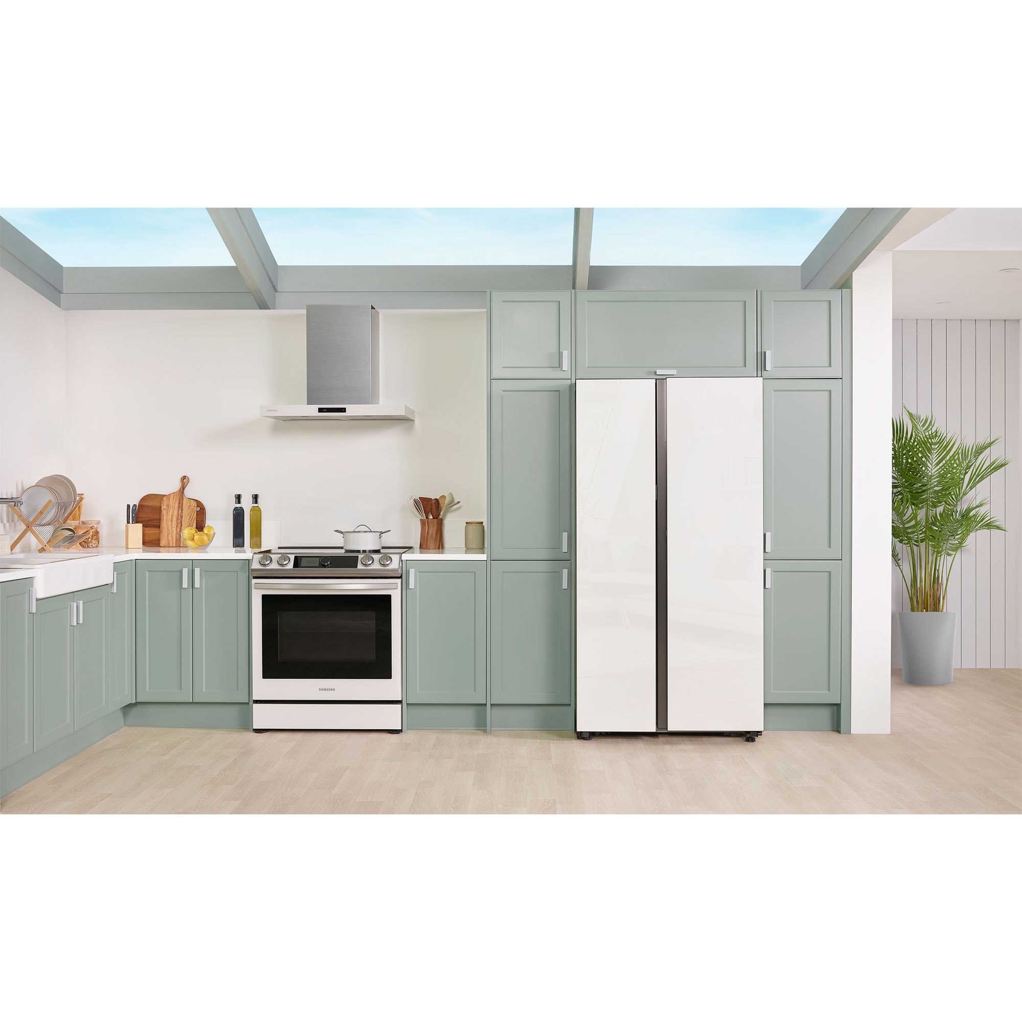 Samsung Bespoke 36 in. 28.0 cu. ft. Smart Side-by-Side Refrigerator with Internal Water Dispenser - White Glass, White Glass, hires