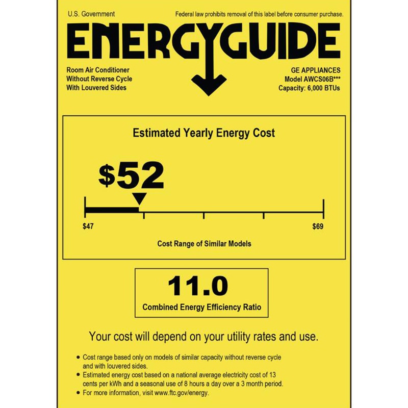 GE 6,000 BTU 115V Window Air Conditioner with 3 Fan Speeds & Remote Control - White, , hires