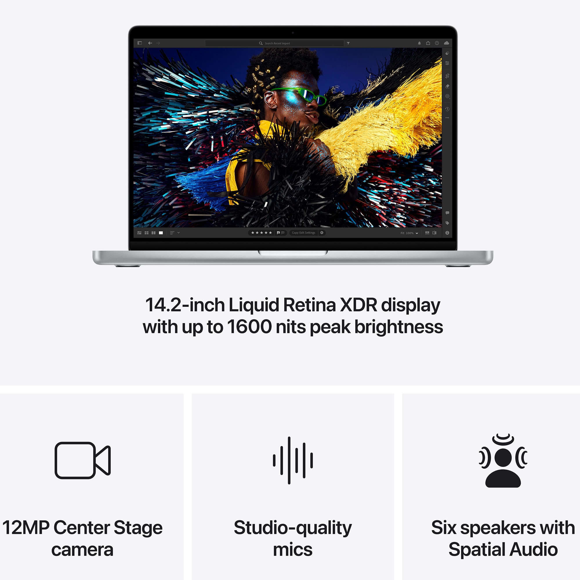 Apple MacBook Pro (2024) 14 in. Notebook with Apple Intelligence, Apple M4 Pro 12-Core CPU, 16-Core GPU, 24 GB RAM, 512 GB SSD, up to 24 Hrs. of Battery Life & Mac OS - Silver, Silver, hires