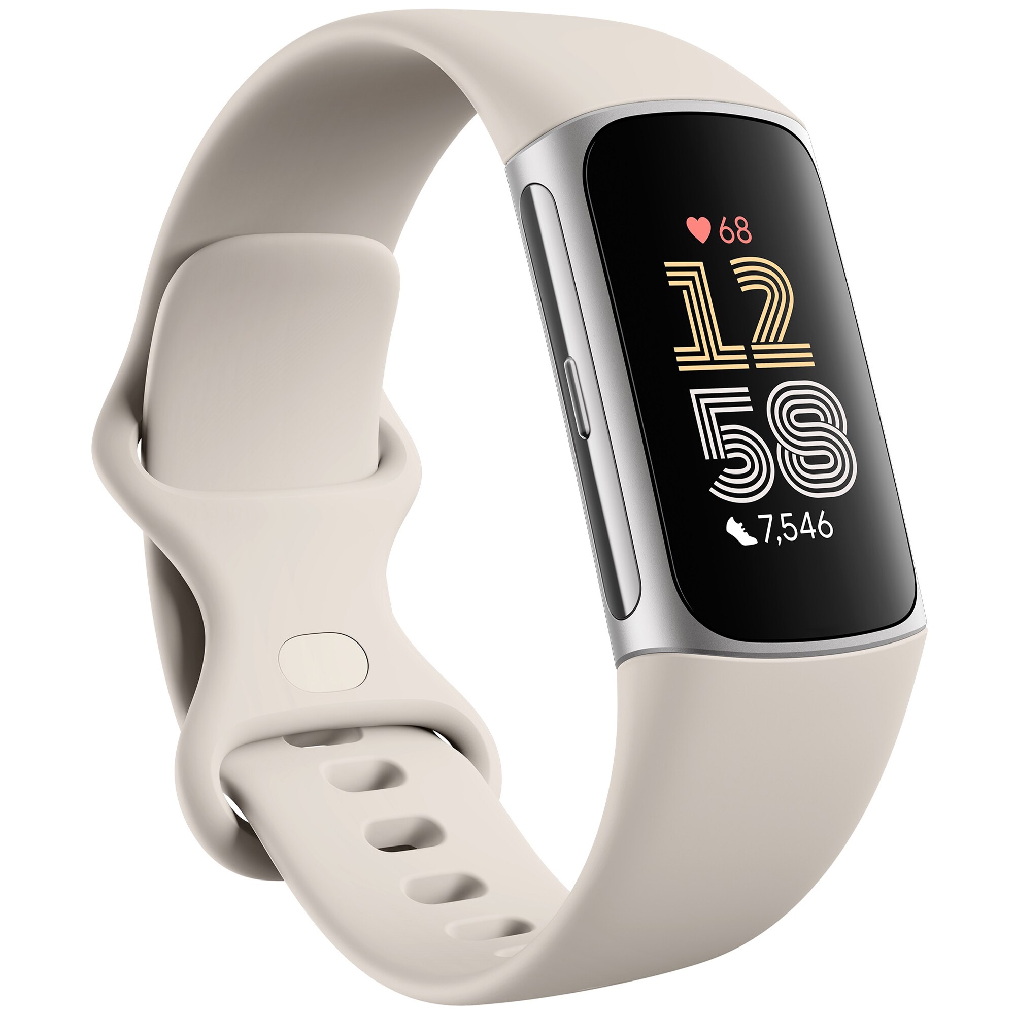 Fitbit Charge 6 Advanced Fitness & Health Tracker - Porcelain / Silver Aluminum, , hires