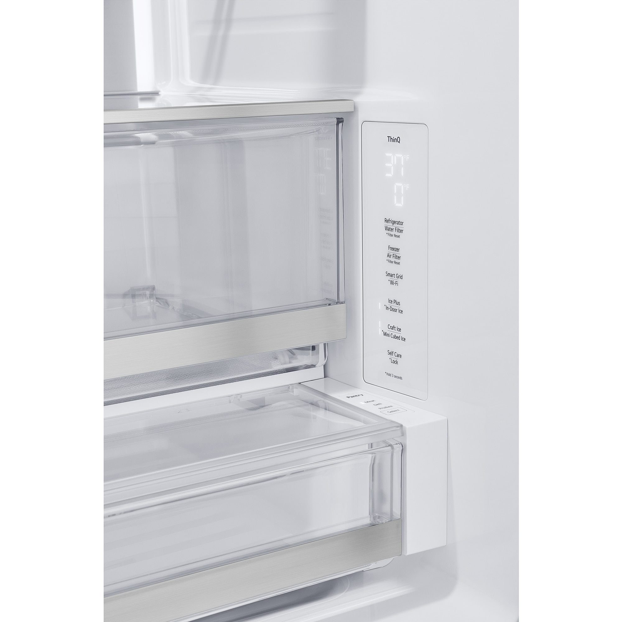 LG 36 in. 25.5 cu. ft. Smart Counter Depth French Door Refrigerator with Ice & Water Dispenser - PrintProof Black Stainless Steel, PrintProof Black Stainless Steel, hires