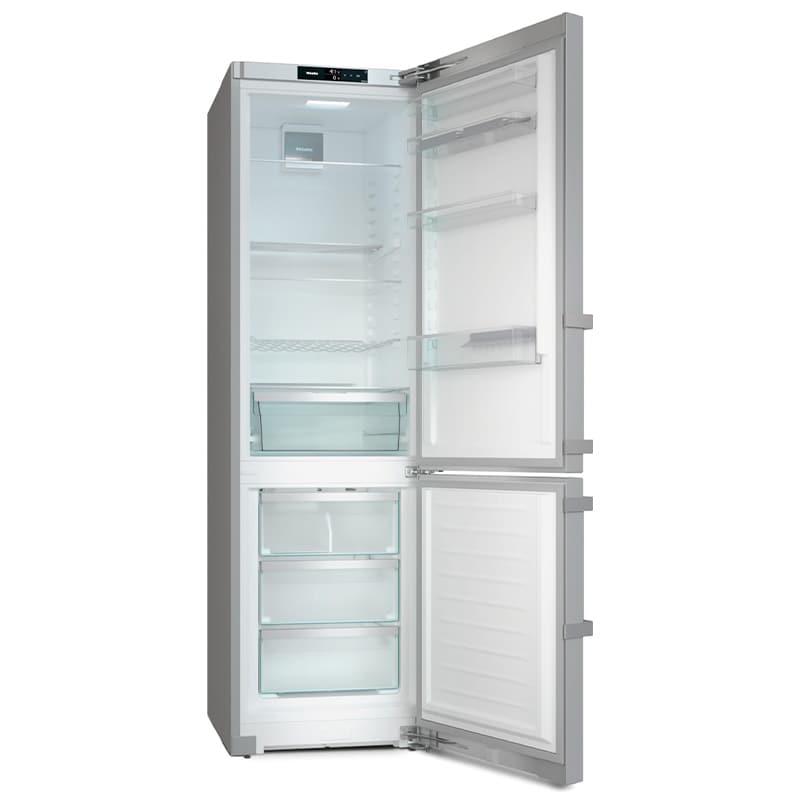 Miele 24 in. 13.2 cu. ft. Smart Counter Depth Bottom Freezer Refrigerator with Ice Maker - Clean Steel, , hires